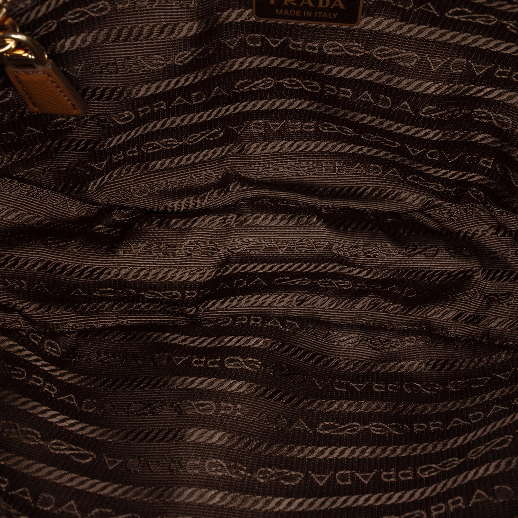 Prada Saffiano Trimmed Re Nylon Demi Lune Satchel