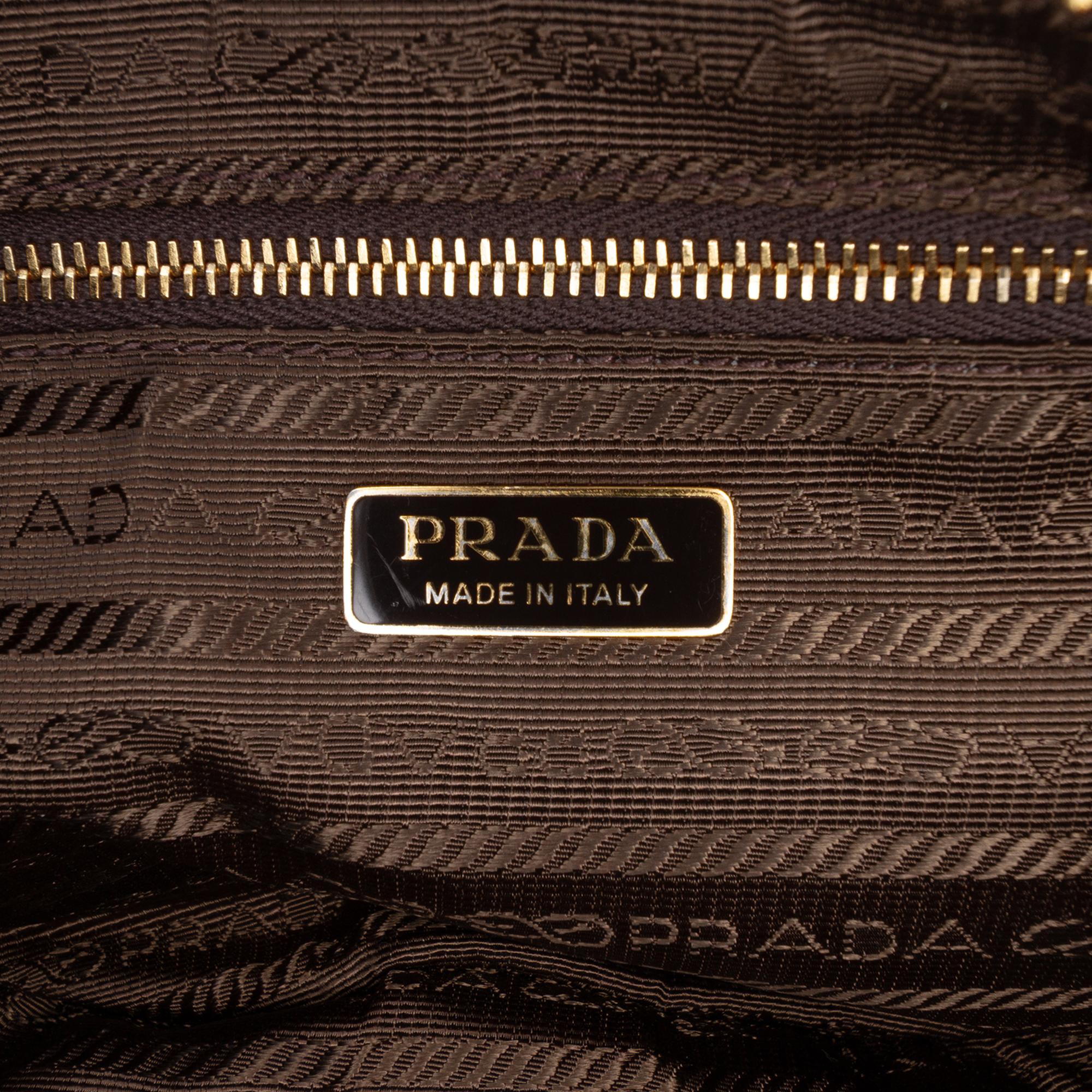Prada Saffiano Trimmed Re Nylon Demi Lune Satchel