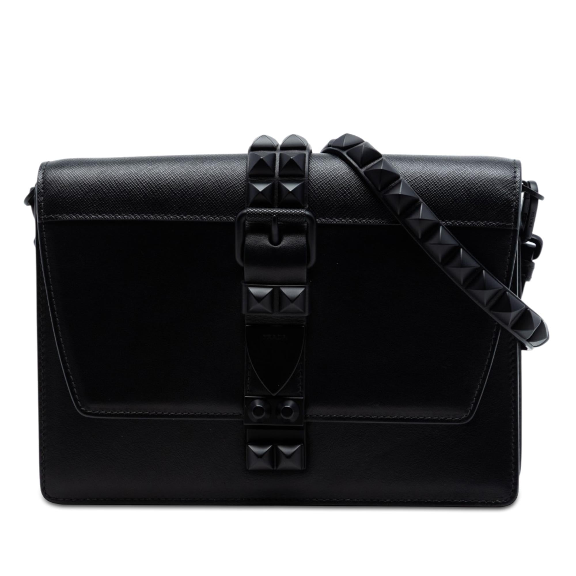 Prada Saffiano Trimmed Studded City Calf Elektra Crossbody