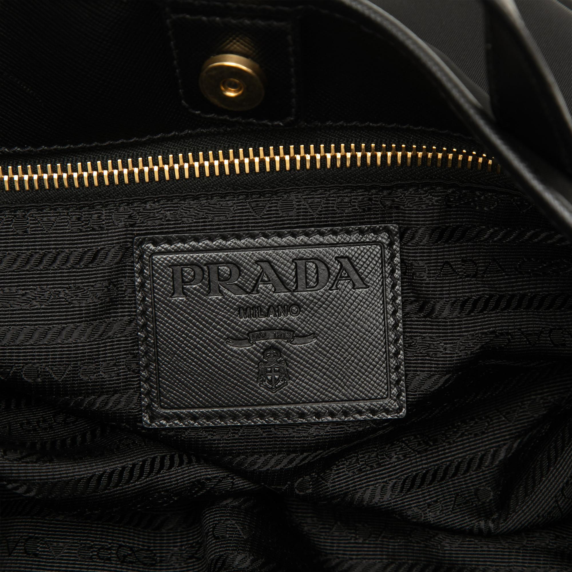 Prada Saffiano Trimmed Tessuto Animalier Dragon Satchel