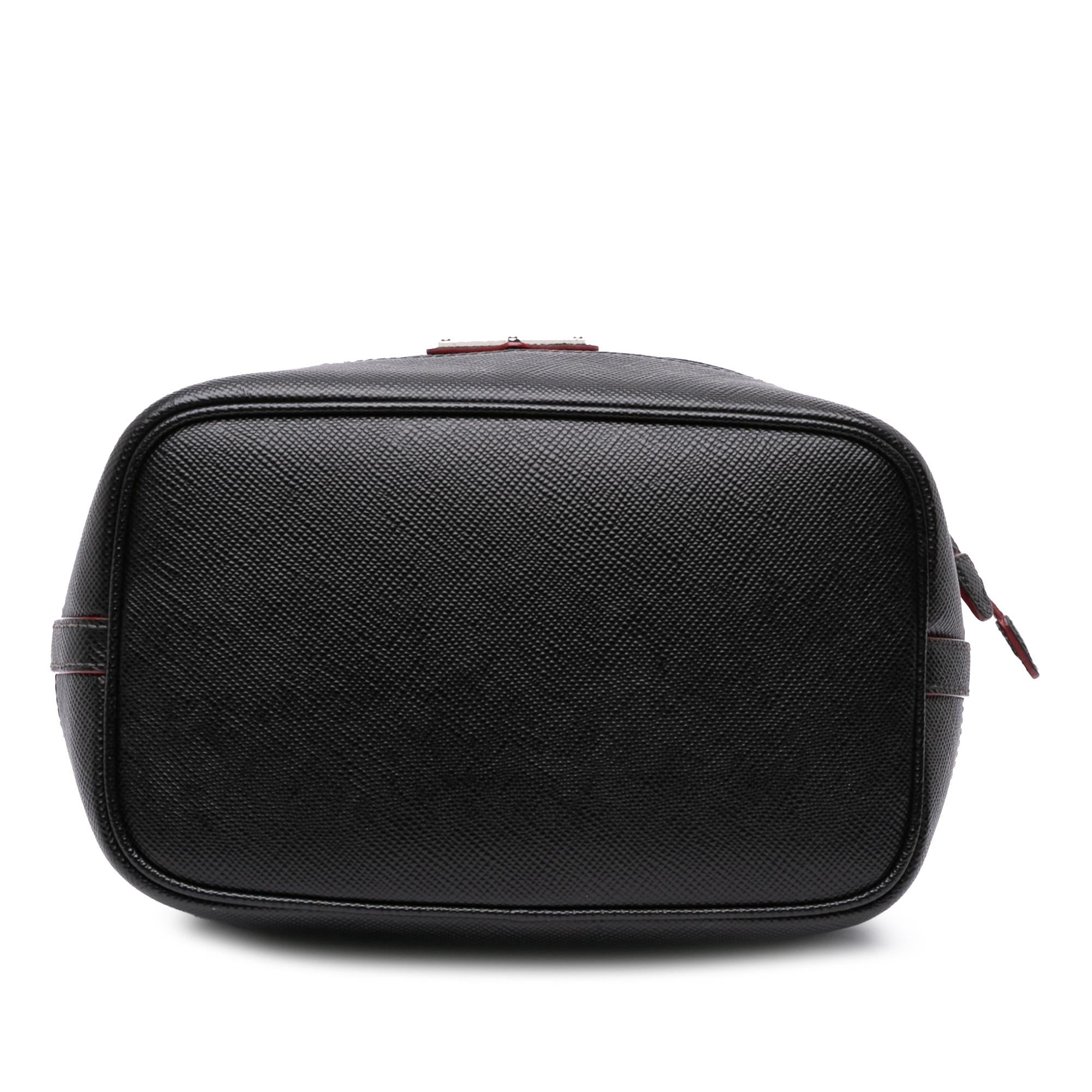 Prada Saffiano Trimmed Tessuto Bucket Bag