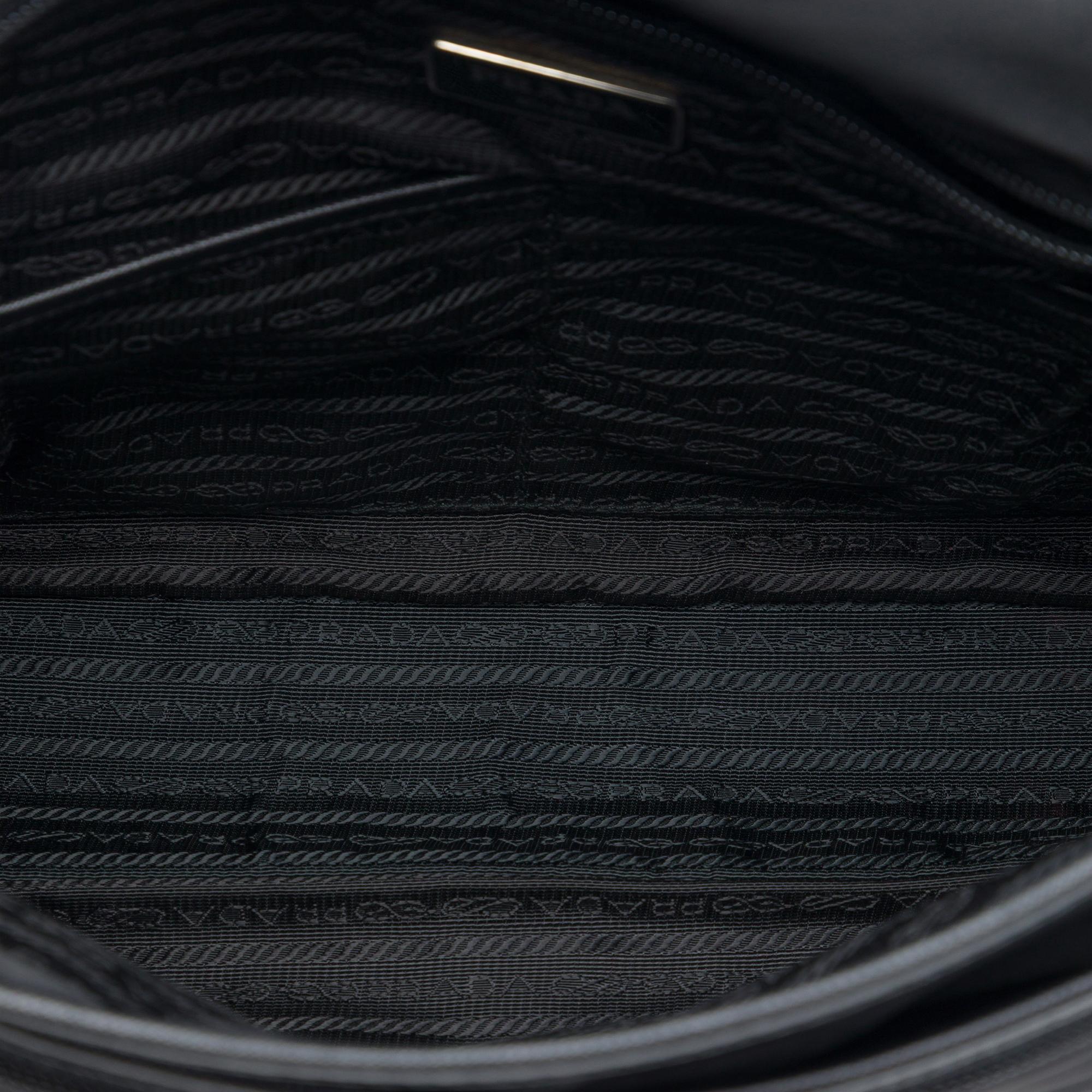 Prada Saffiano Trimmed Tessuto Buckle Messenger Bag