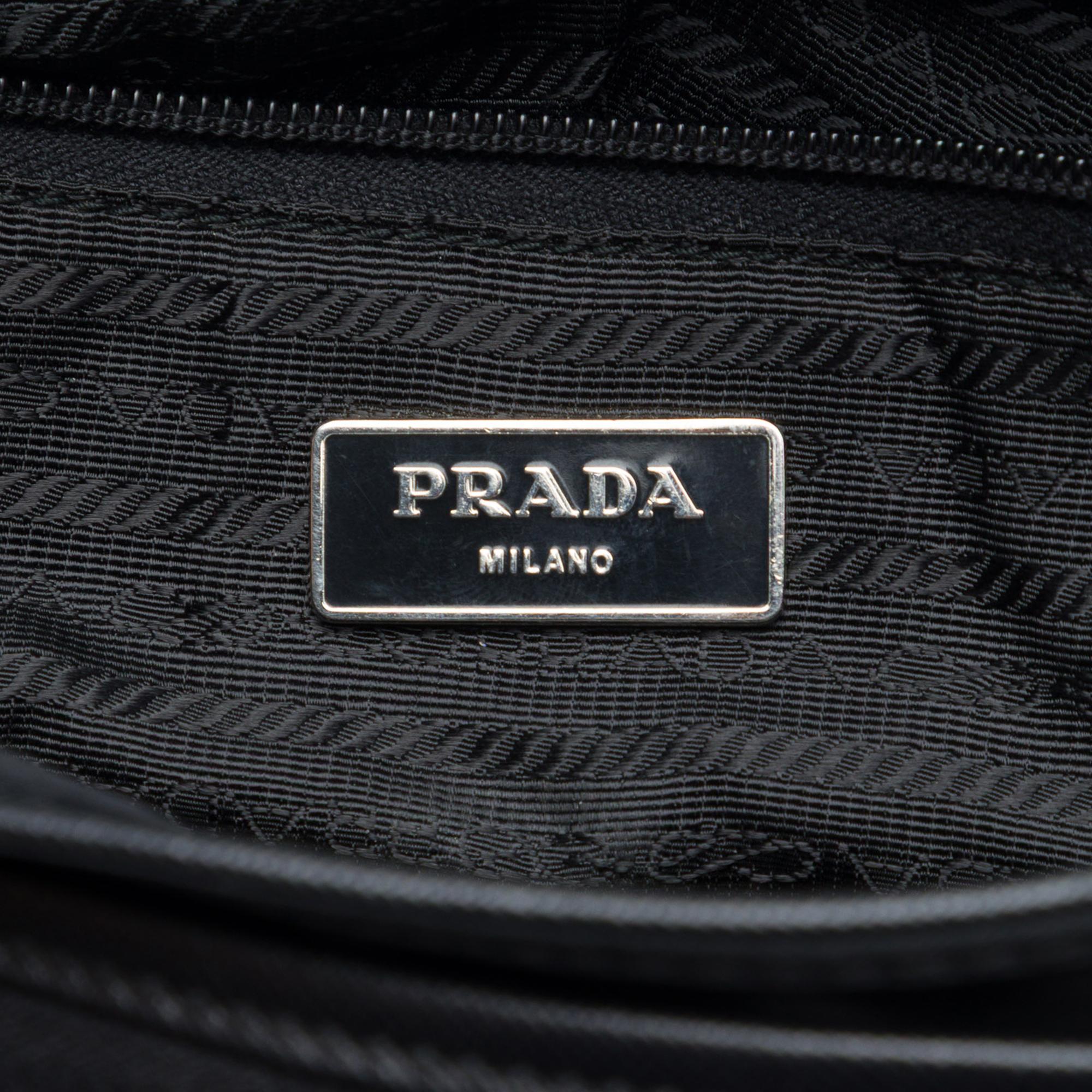 Prada Saffiano Trimmed Tessuto Buckle Messenger Bag