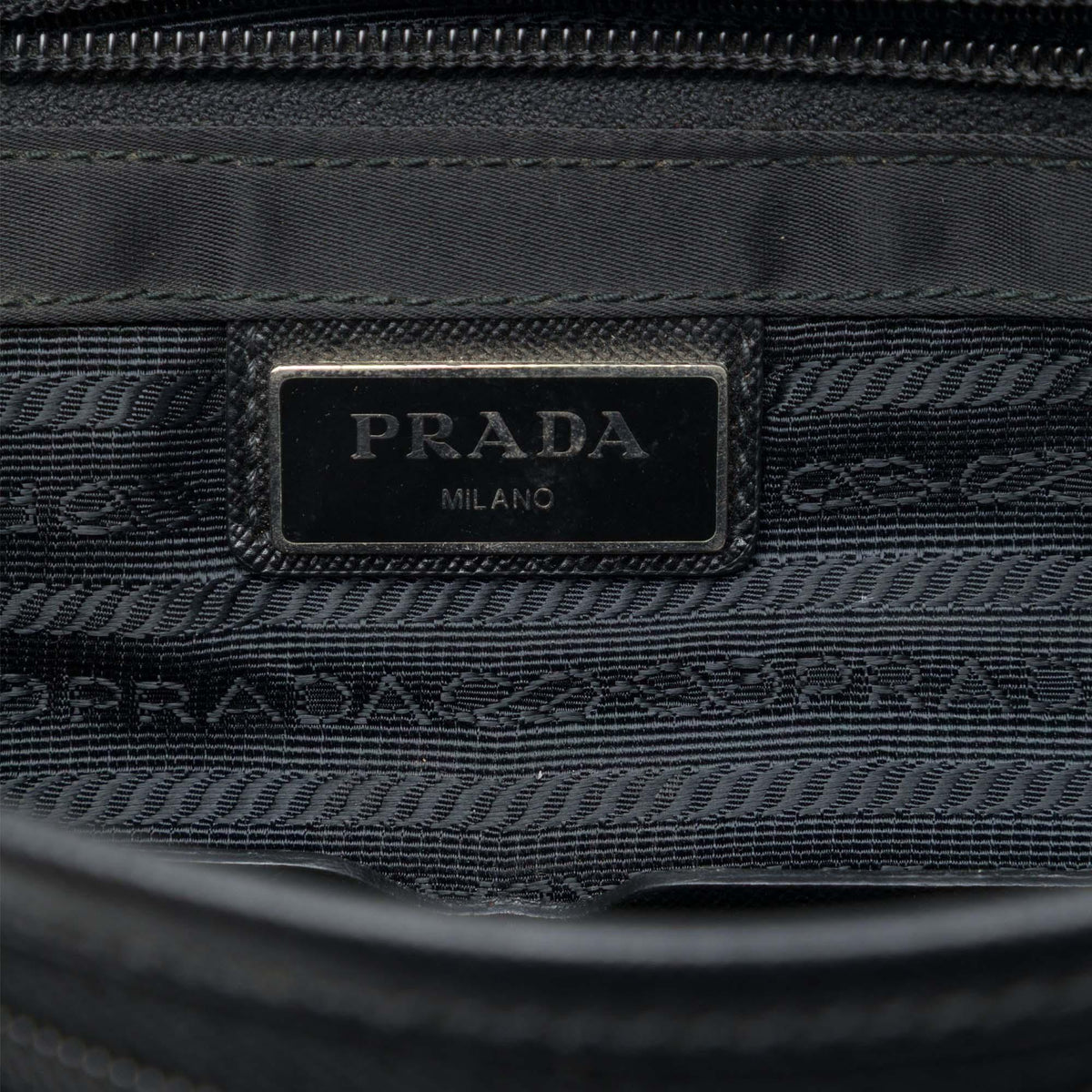 Prada Saffiano Trimmed Tessuto Buckle Messenger Bag