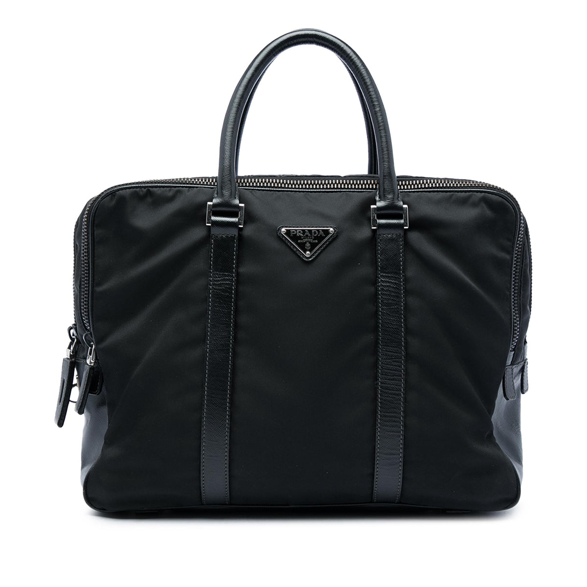 Prada Saffiano Trimmed Tessuto Business Bag
