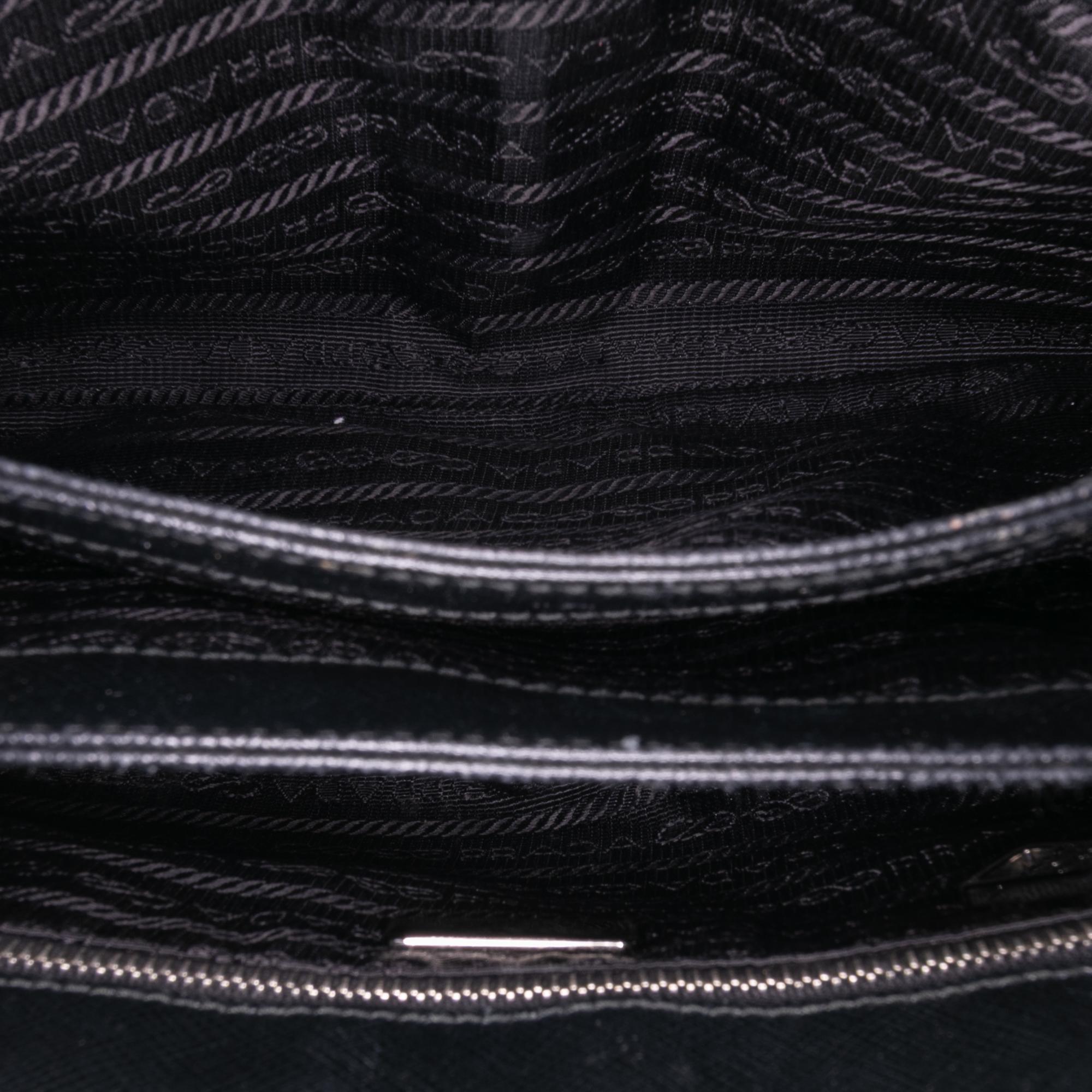 Prada Saffiano Trimmed Tessuto Chain Crossbody