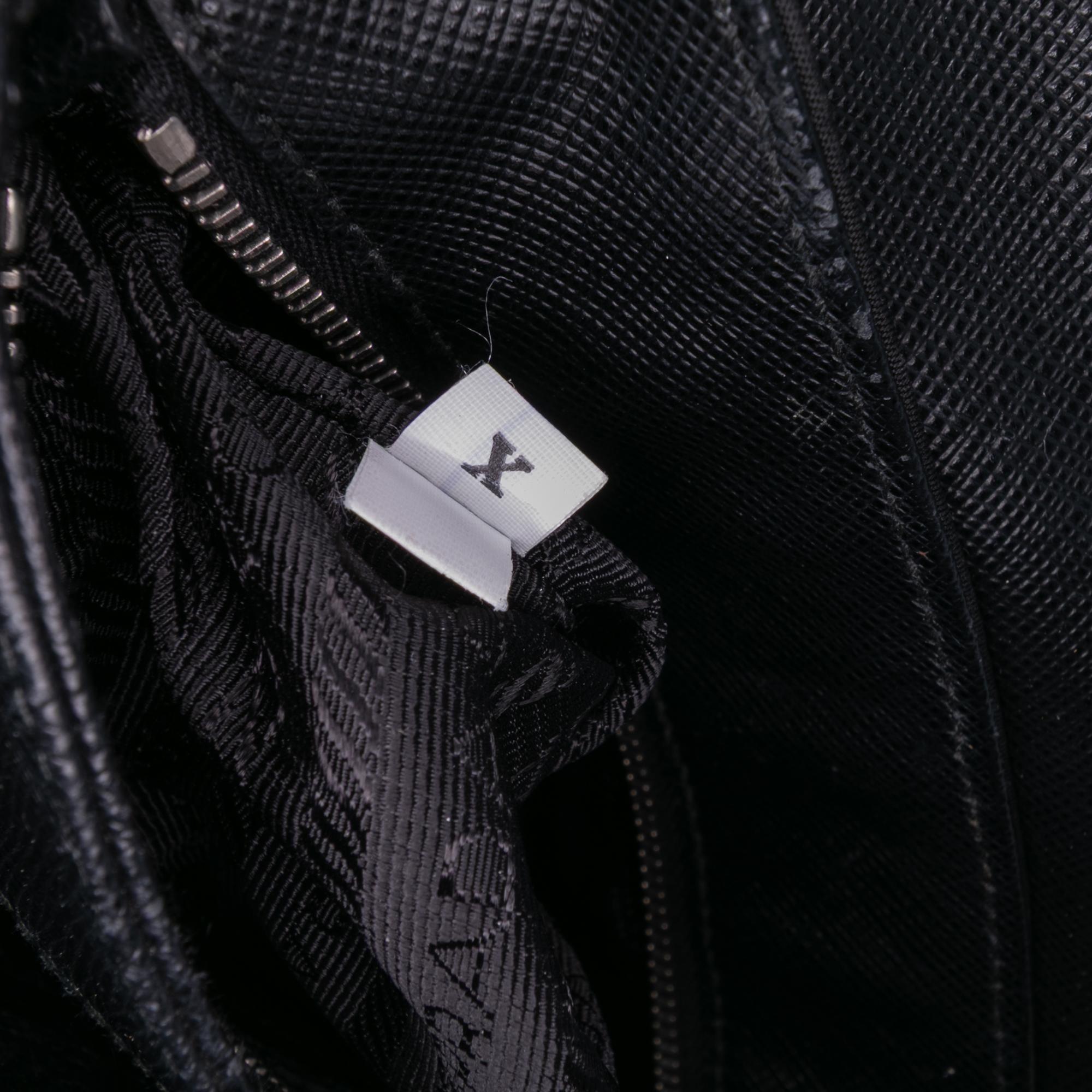 Prada Saffiano Trimmed Tessuto Chain Crossbody