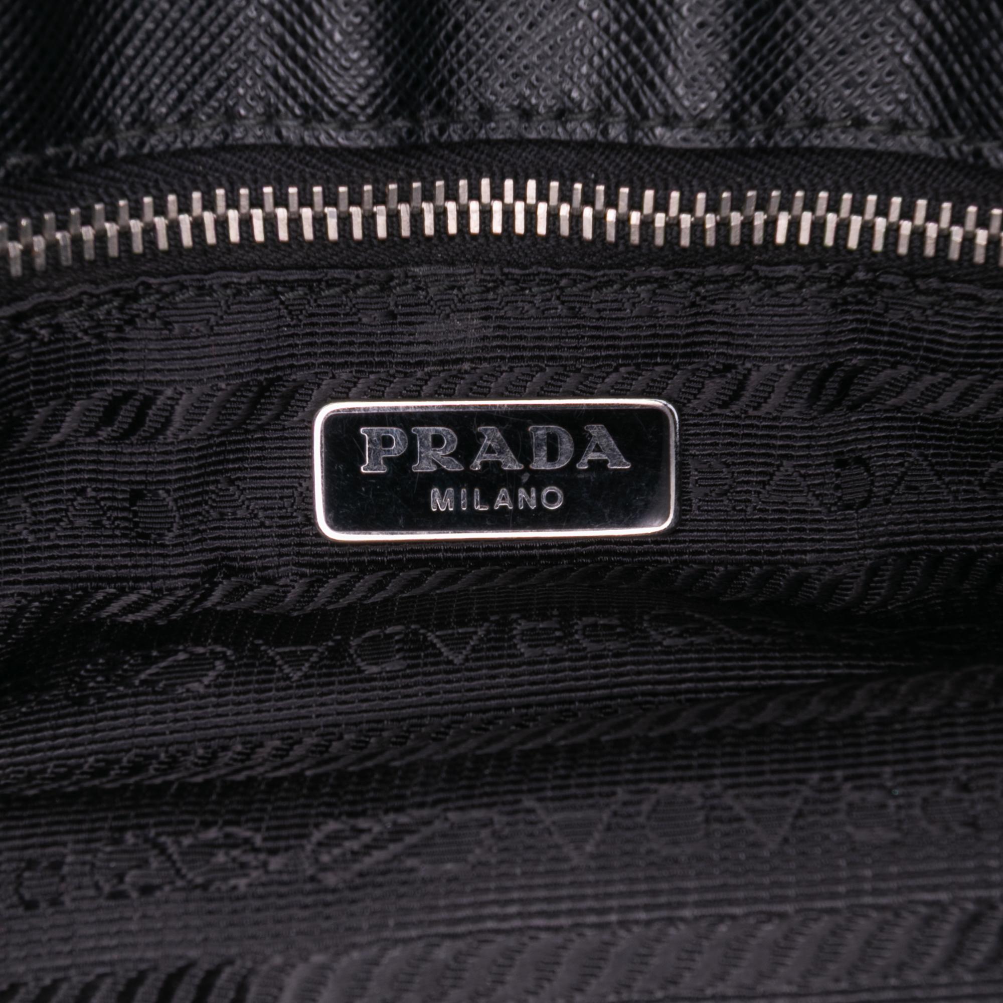 Prada Saffiano Trimmed Tessuto Chain Crossbody