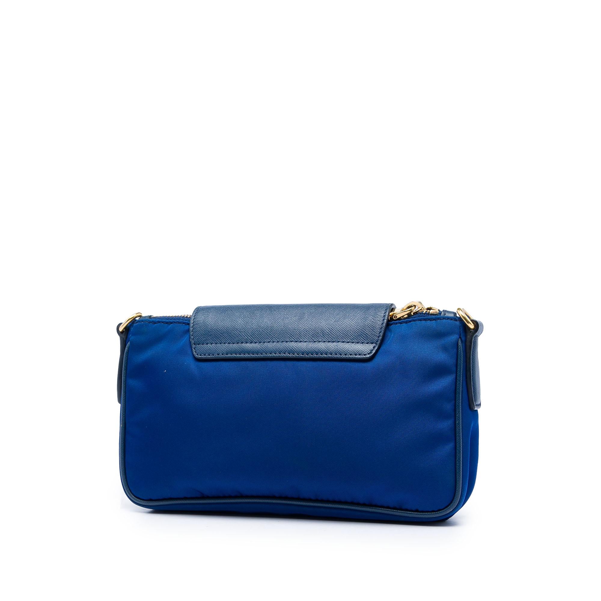 Prada Saffiano Trimmed Tessuto Chain Crossbody