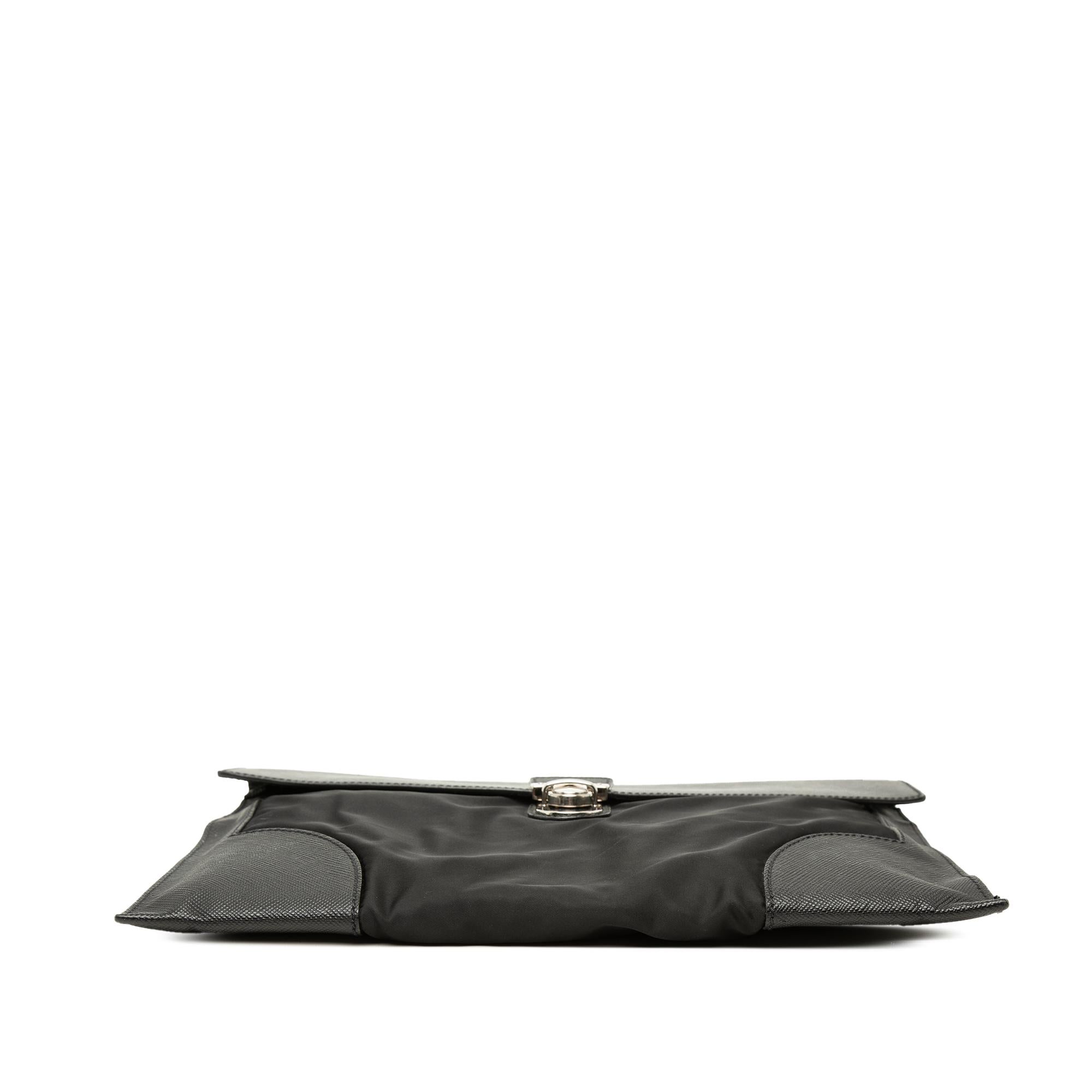 Prada Saffiano Trimmed Tessuto Clutch