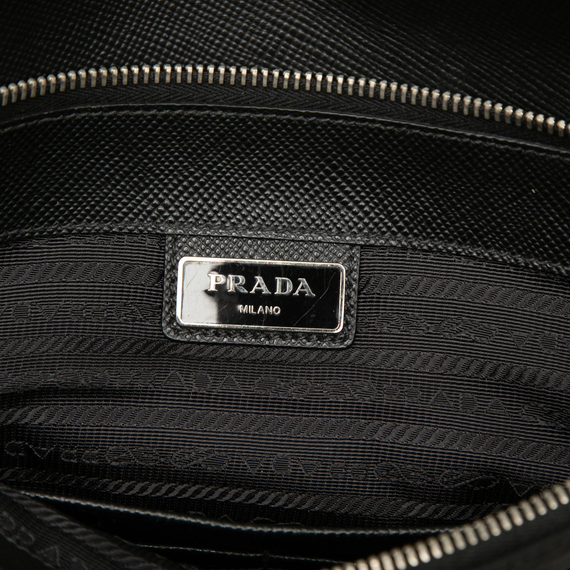 Prada Saffiano Trimmed Tessuto Clutch