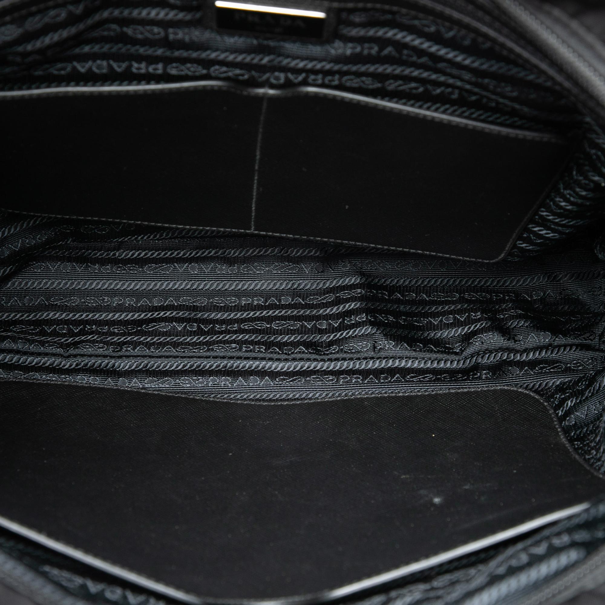 Prada Saffiano Trimmed Tessuto Convertible Tote