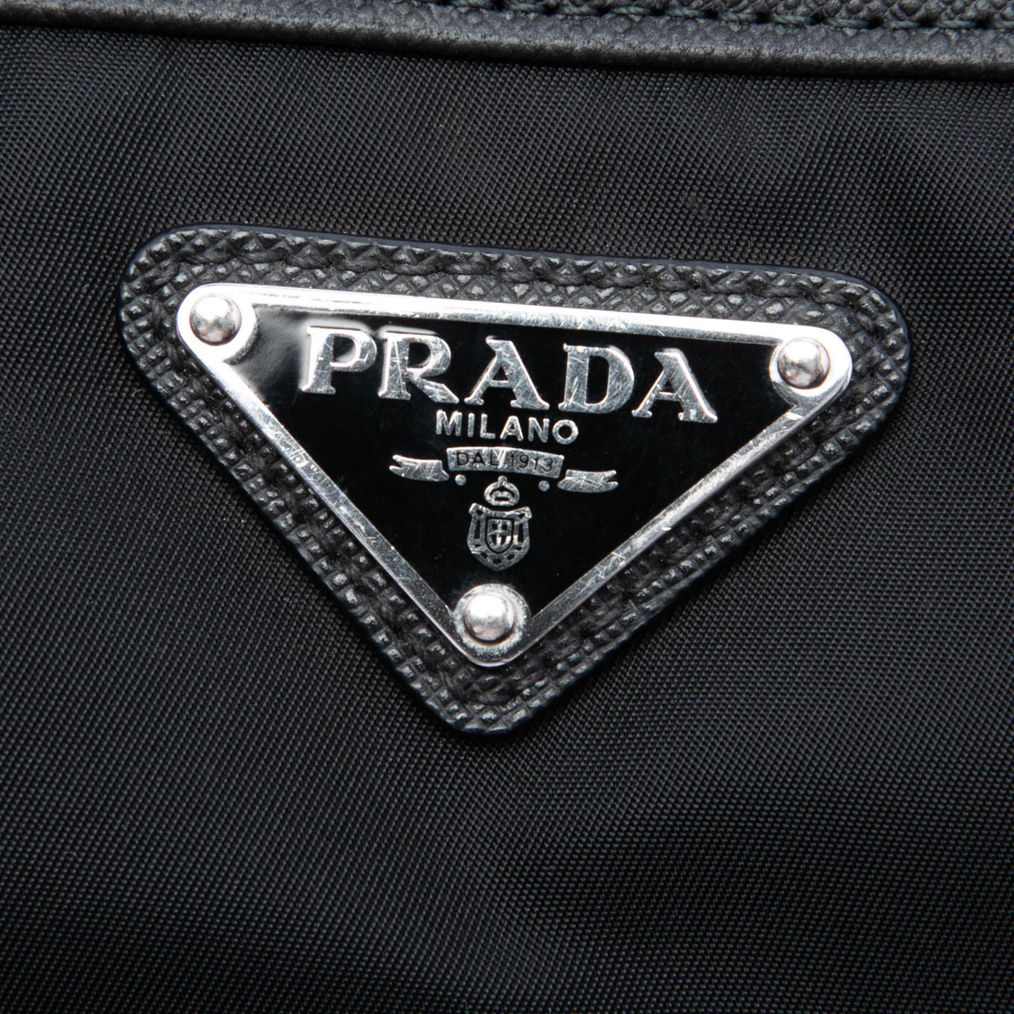 Prada Saffiano Trimmed Tessuto Convertible Tote
