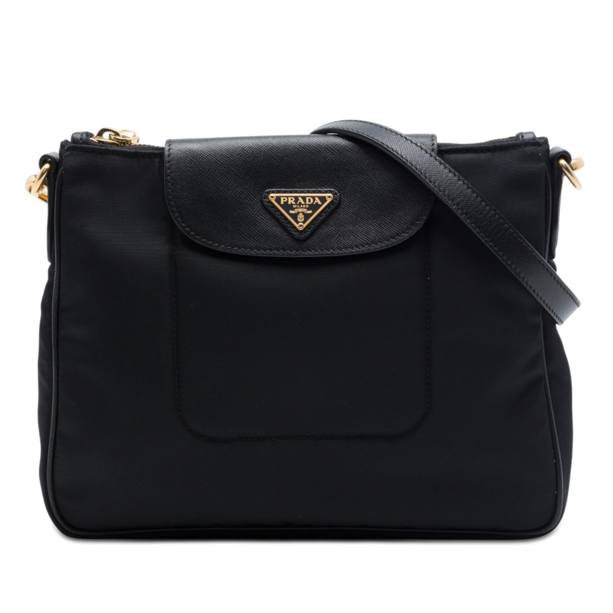 Prada Saffiano Trimmed Tessuto Crossbody
