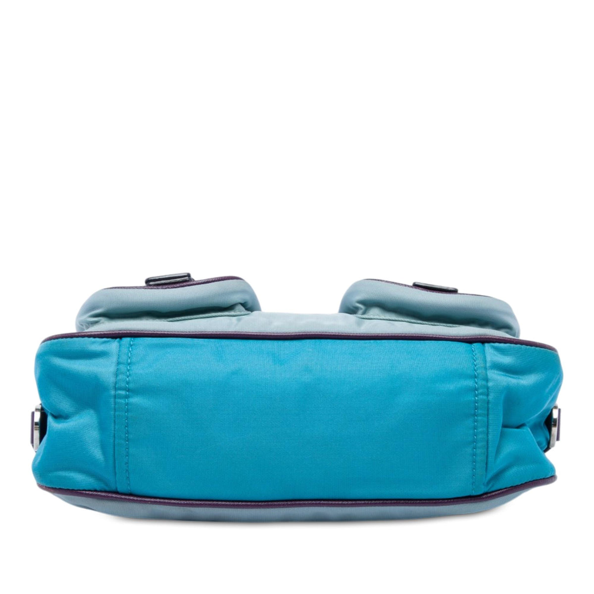 Prada Saffiano Trimmed Tessuto Front Pocket Zip Top Shoulder Bag