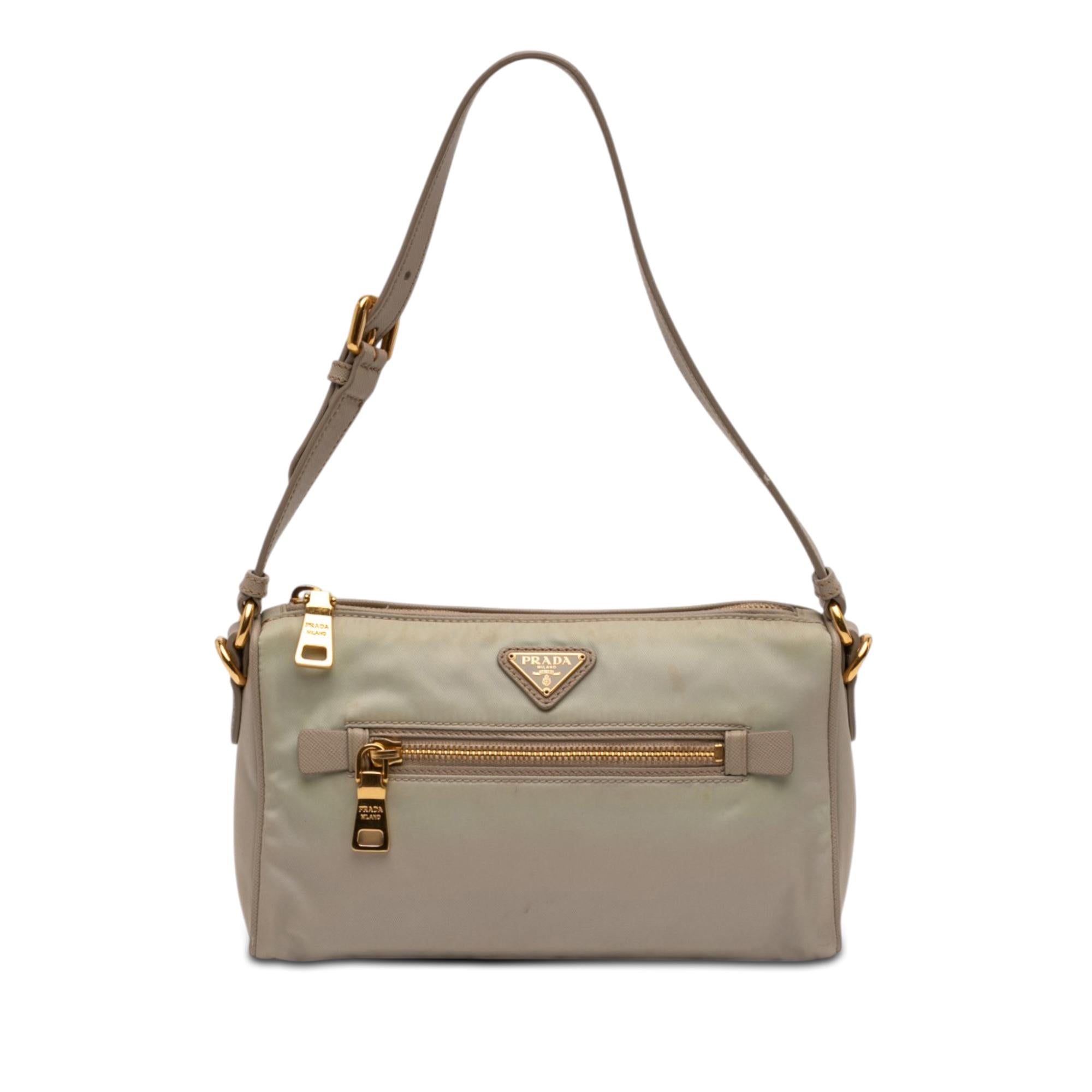 Prada Saffiano Trimmed Tessuto Pocket Shoulder Bag