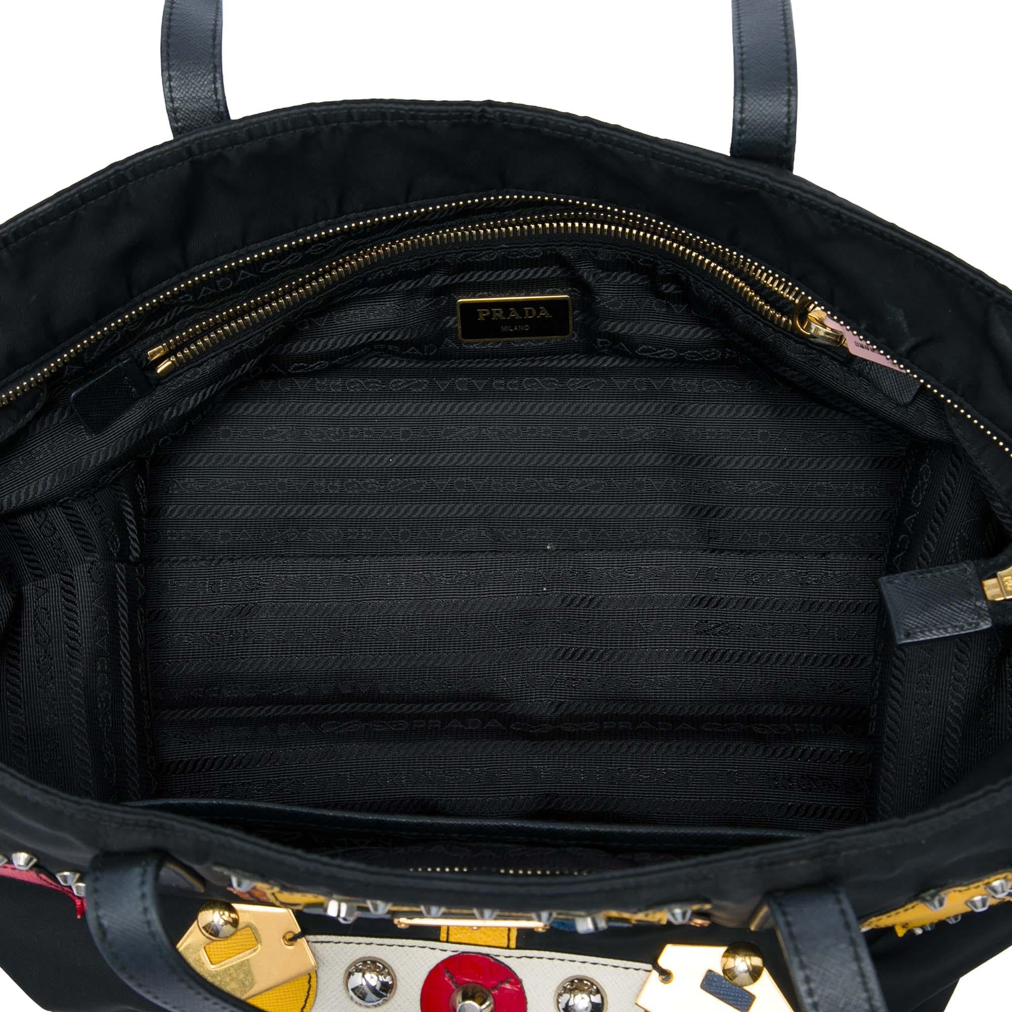 Prada Saffiano Trimmed Tessuto Robot Tote