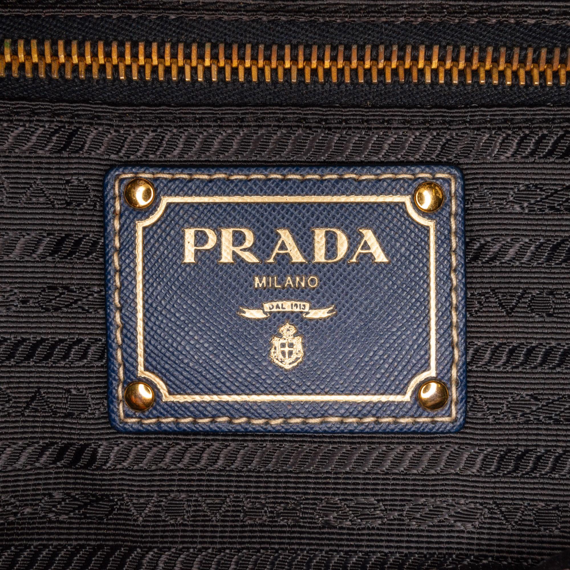 Prada Saffiano Trimmed Tessuto Satchel (SHG-atCbbP)