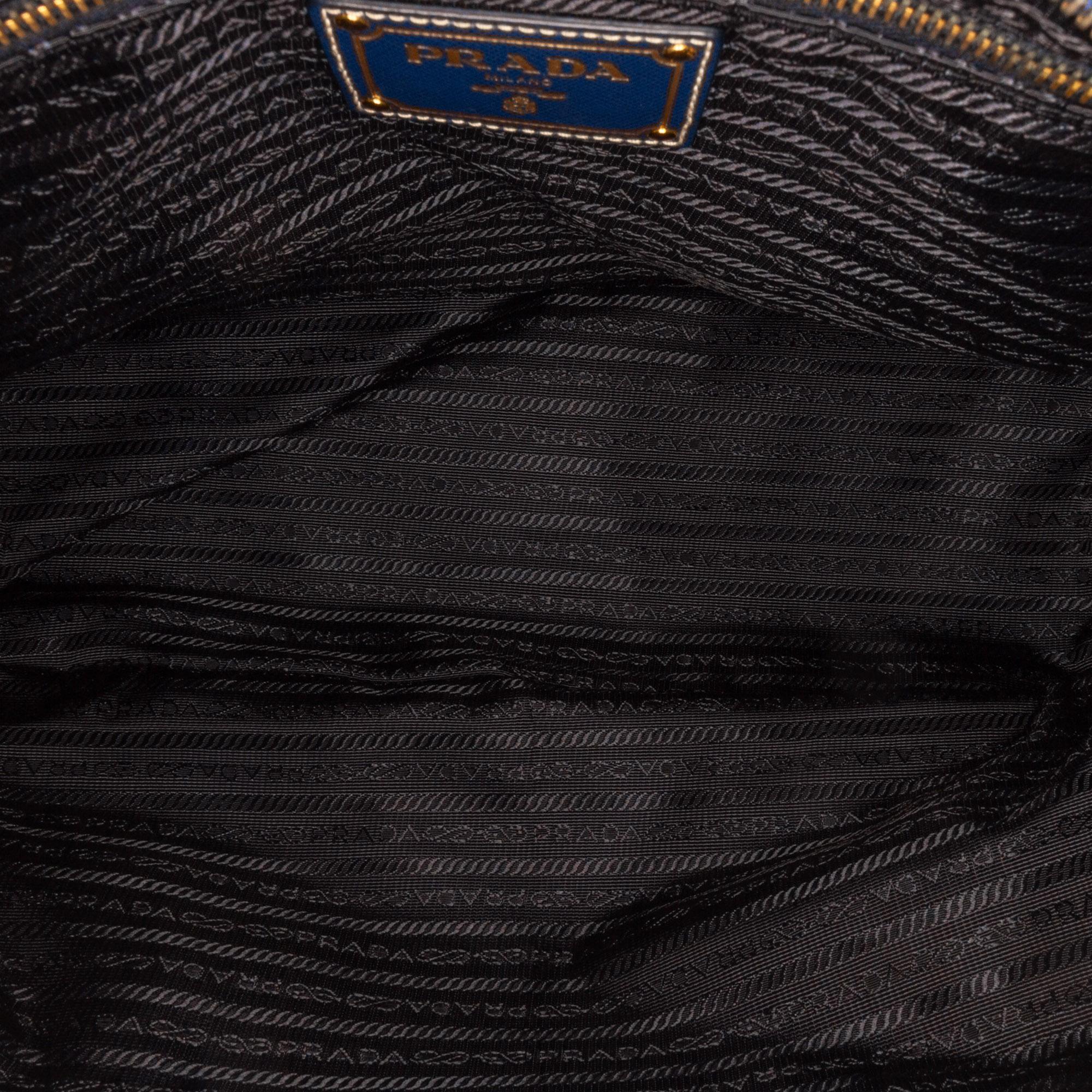 Prada Saffiano Trimmed Tessuto Satchel (SHG-atCbbP)