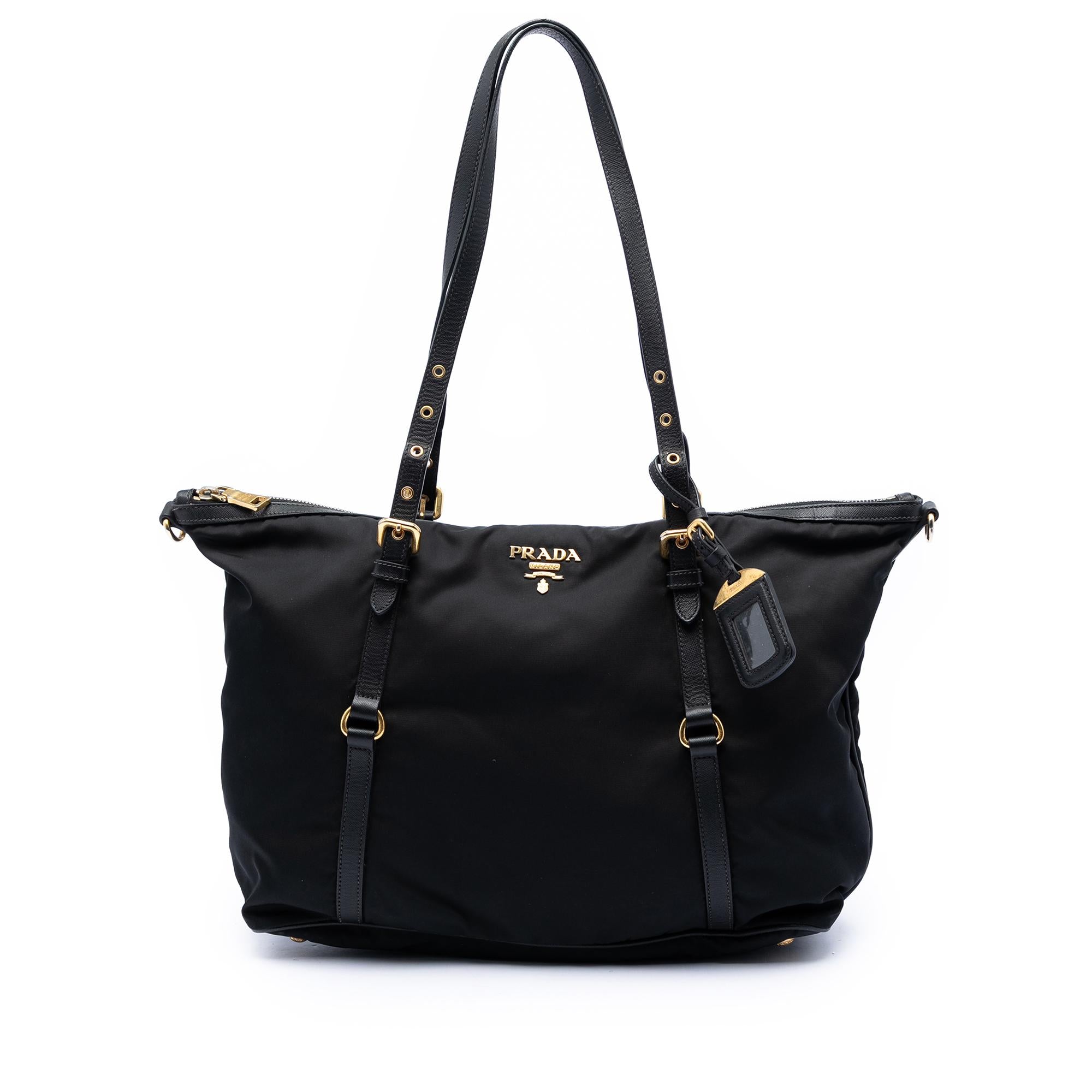 Prada Saffiano Trimmed Tessuto Satchel