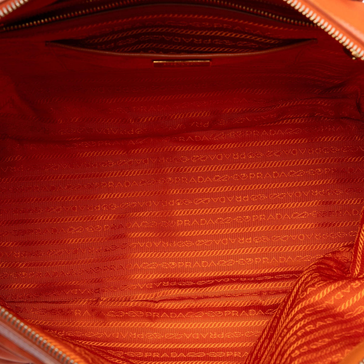 Prada Saffiano Trimmed Tessuto Satchel