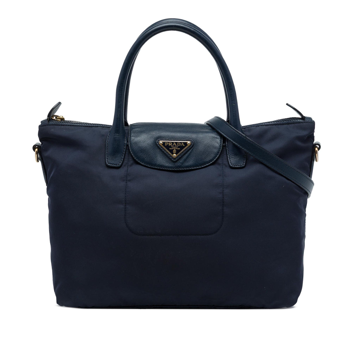 Prada Saffiano Trimmed Tessuto Satchel