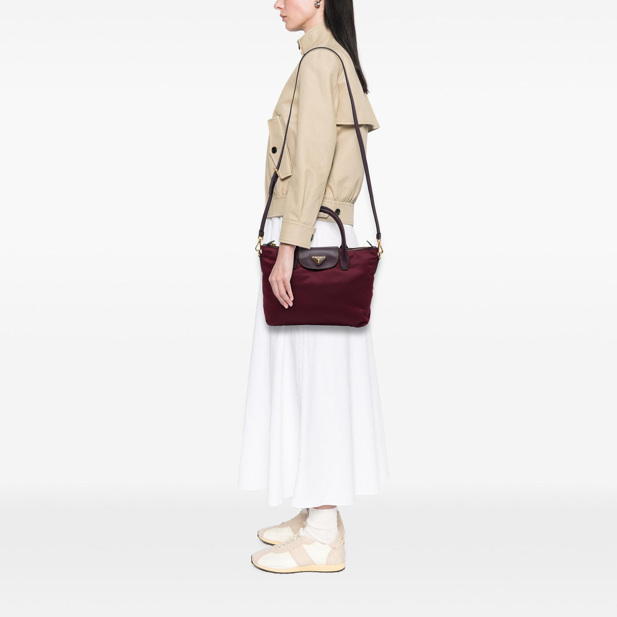 Prada Saffiano Trimmed Tessuto Satchel
