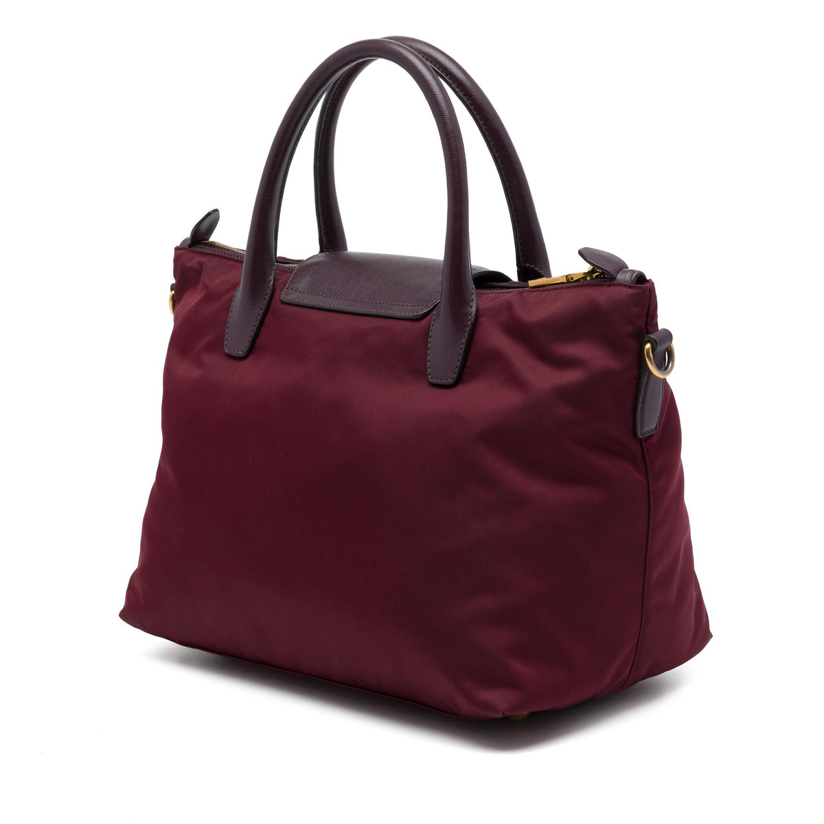 Prada Saffiano Trimmed Tessuto Satchel