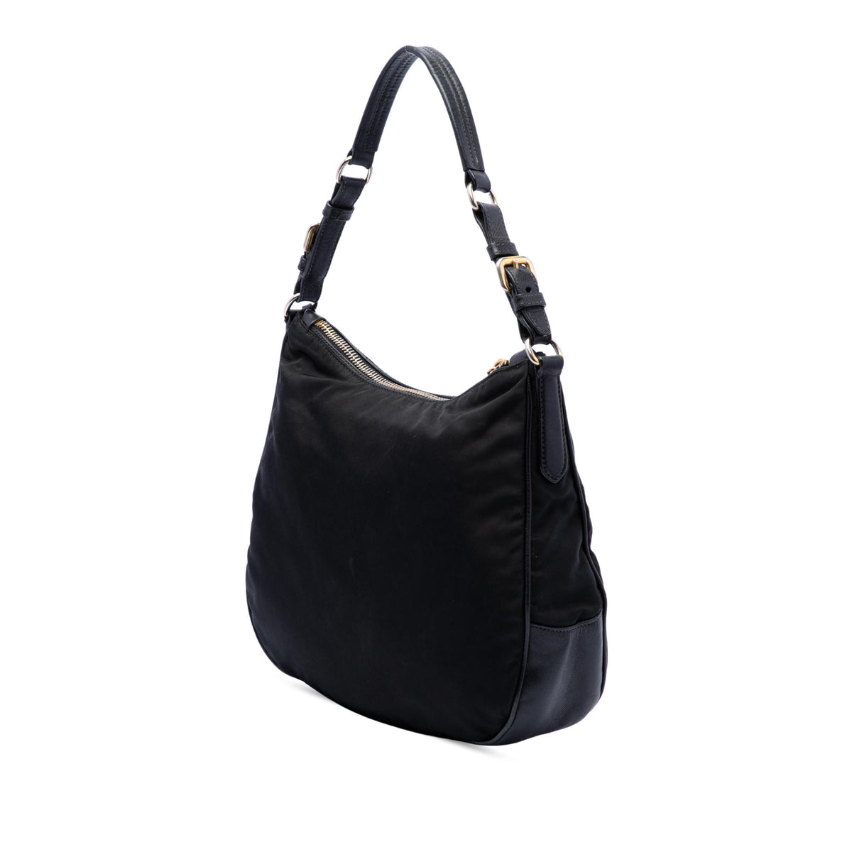 Prada Saffiano Trimmed Tessuto Shoulder Bag