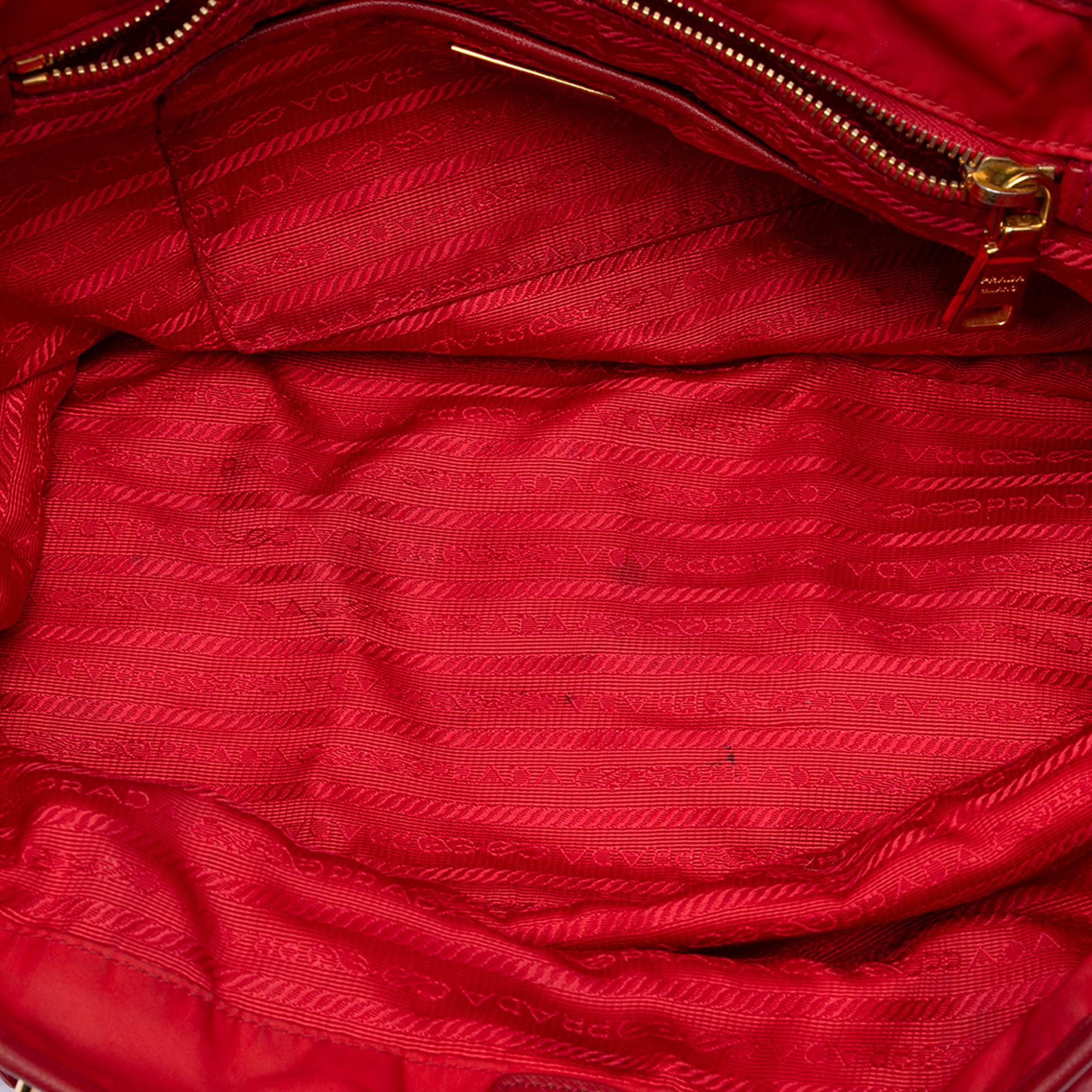 Prada Saffiano Trimmed Tessuto Tote
