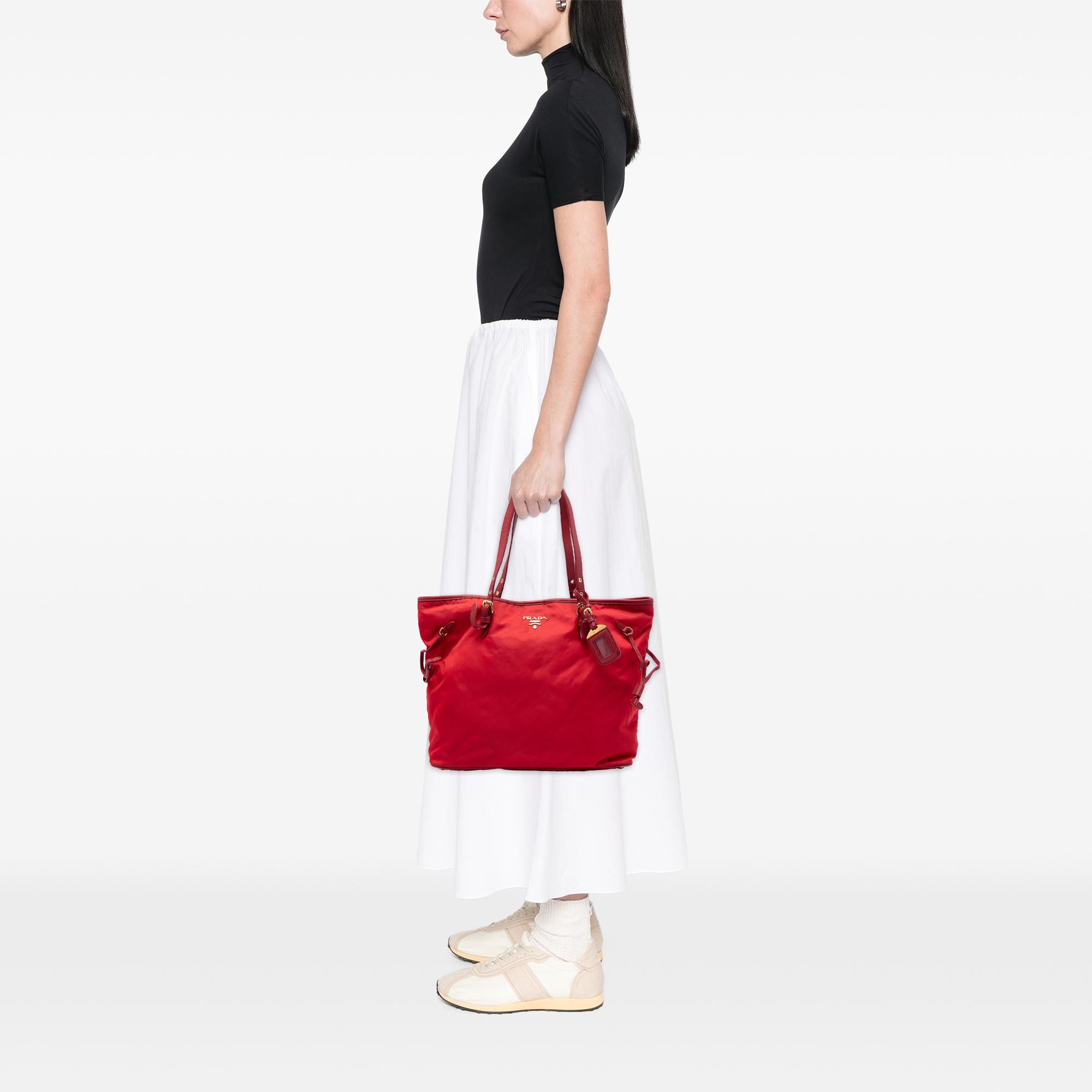Prada Saffiano Trimmed Tessuto Tote