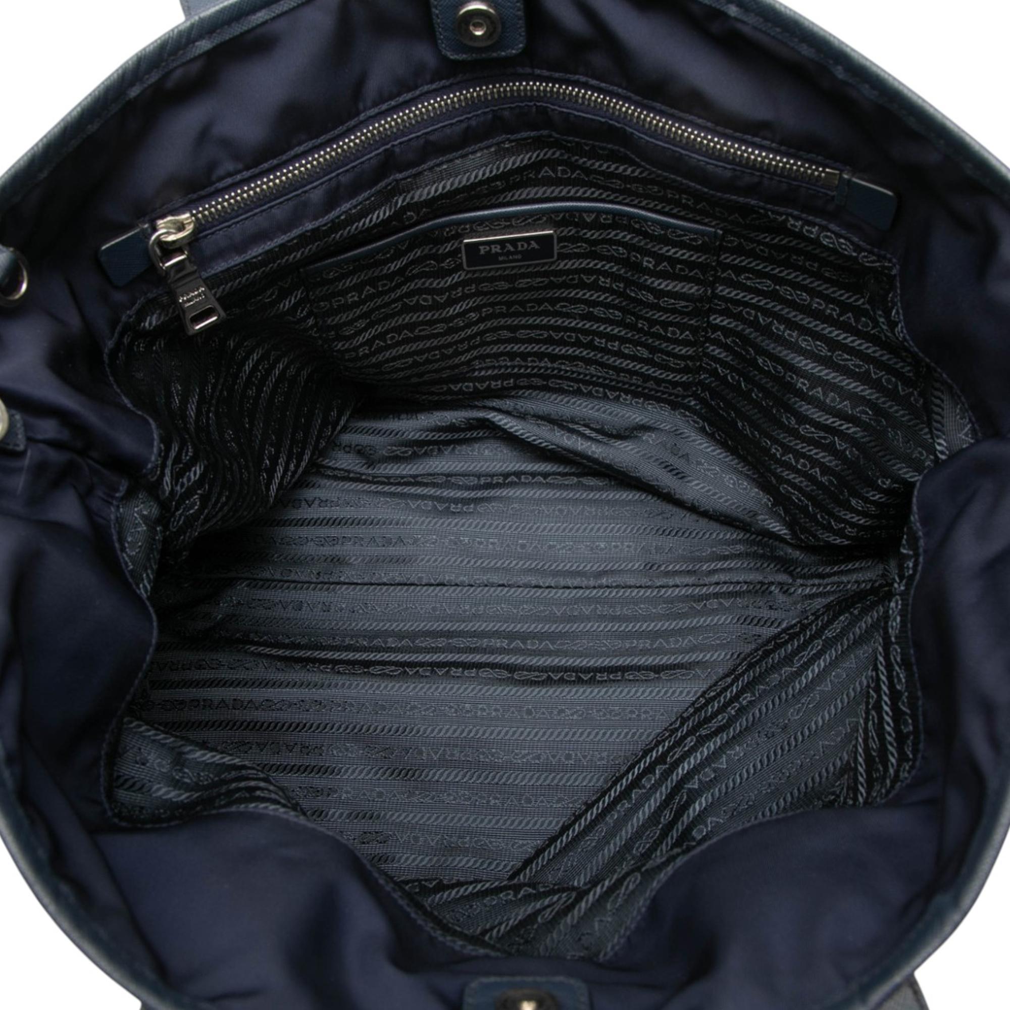 Prada Saffiano Trimmed Tessuto Tote