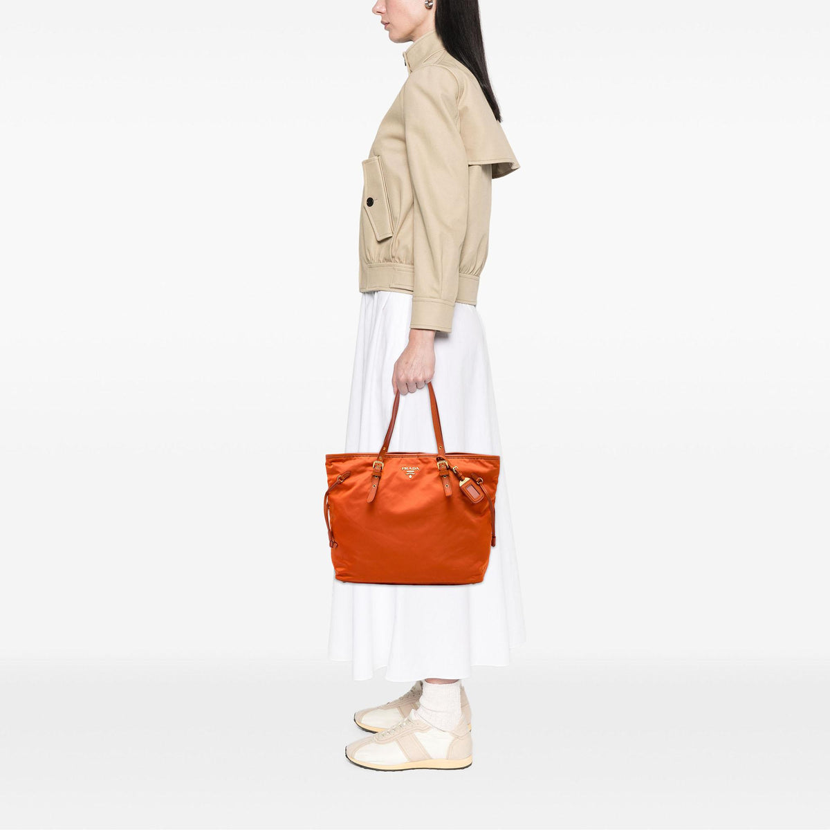 Prada Saffiano Trimmed Tessuto Tote