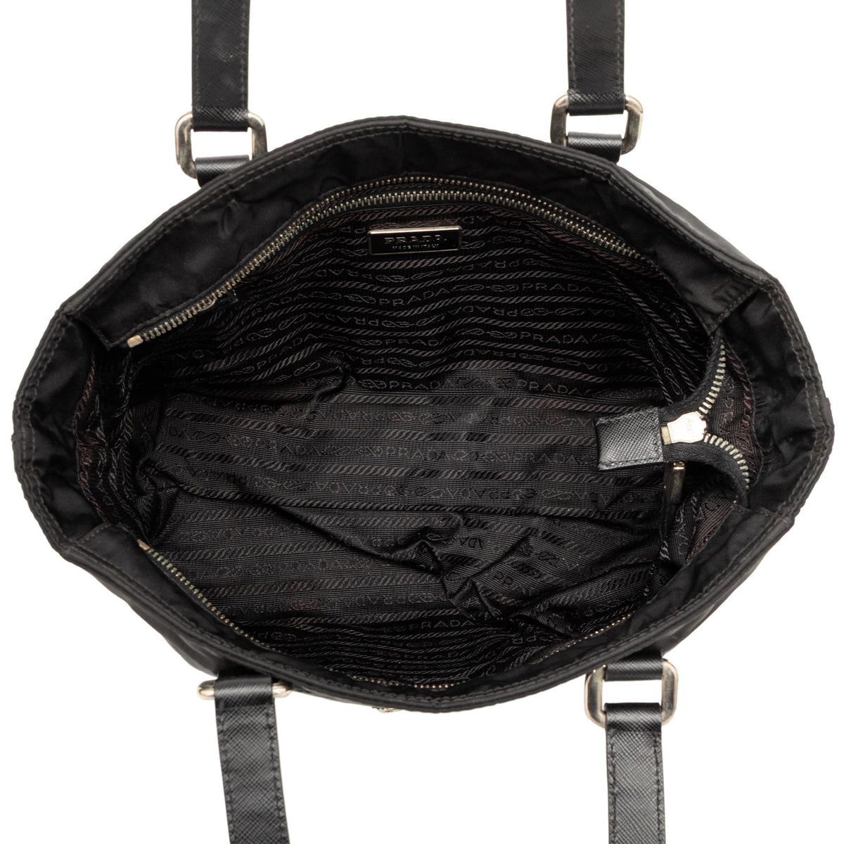 Prada Saffiano Trimmed Tessuto Tote