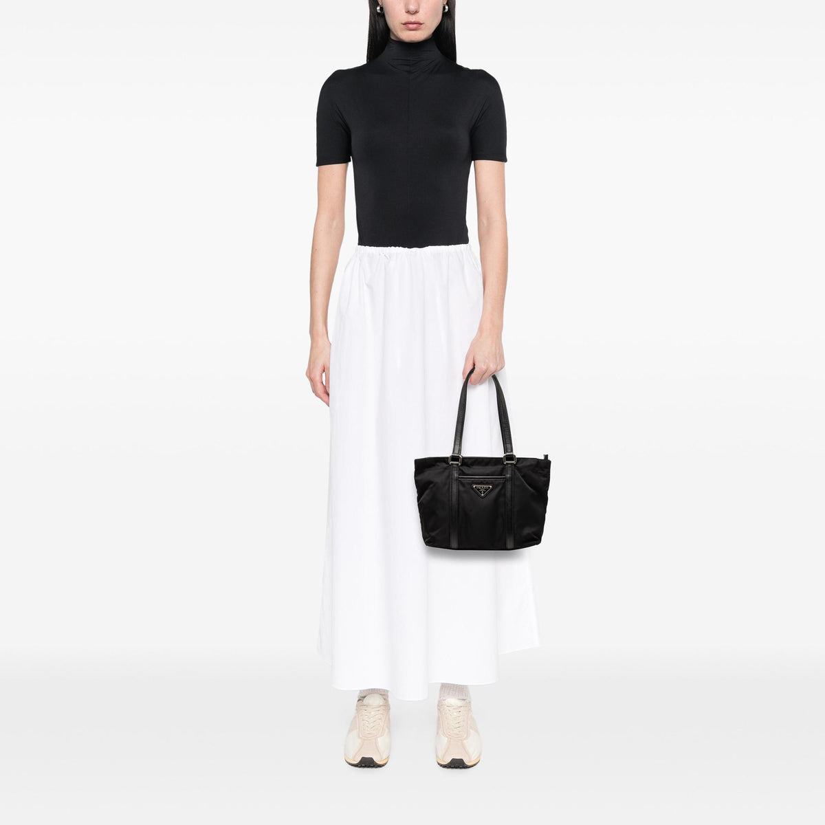 Prada Saffiano Trimmed Tessuto Tote