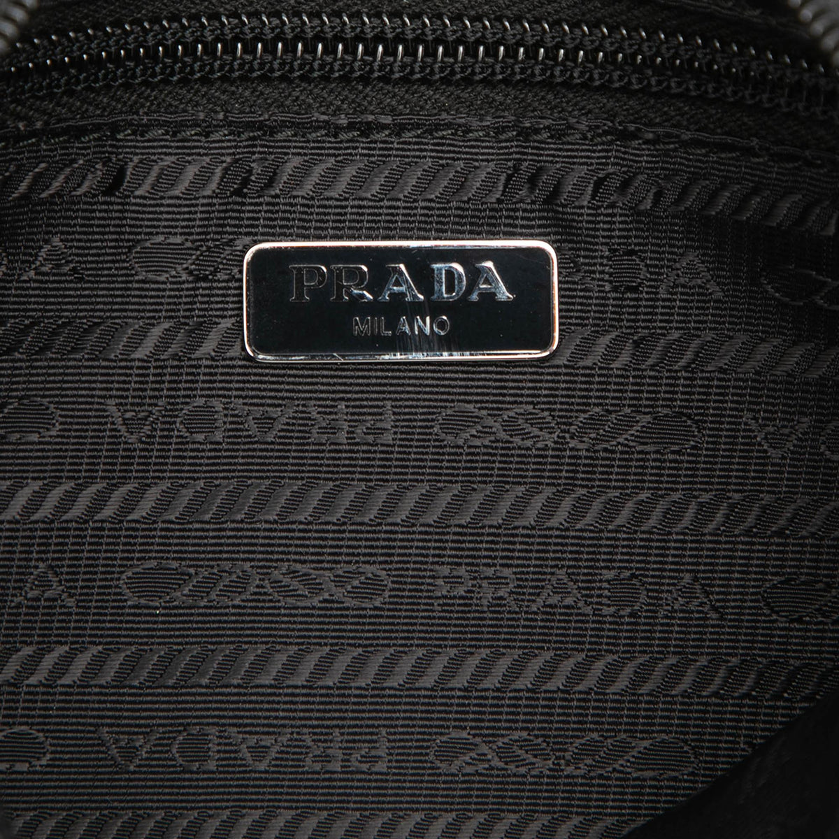 Prada Saffiano Trimmed Tessuto Wristlet Zip Pouch