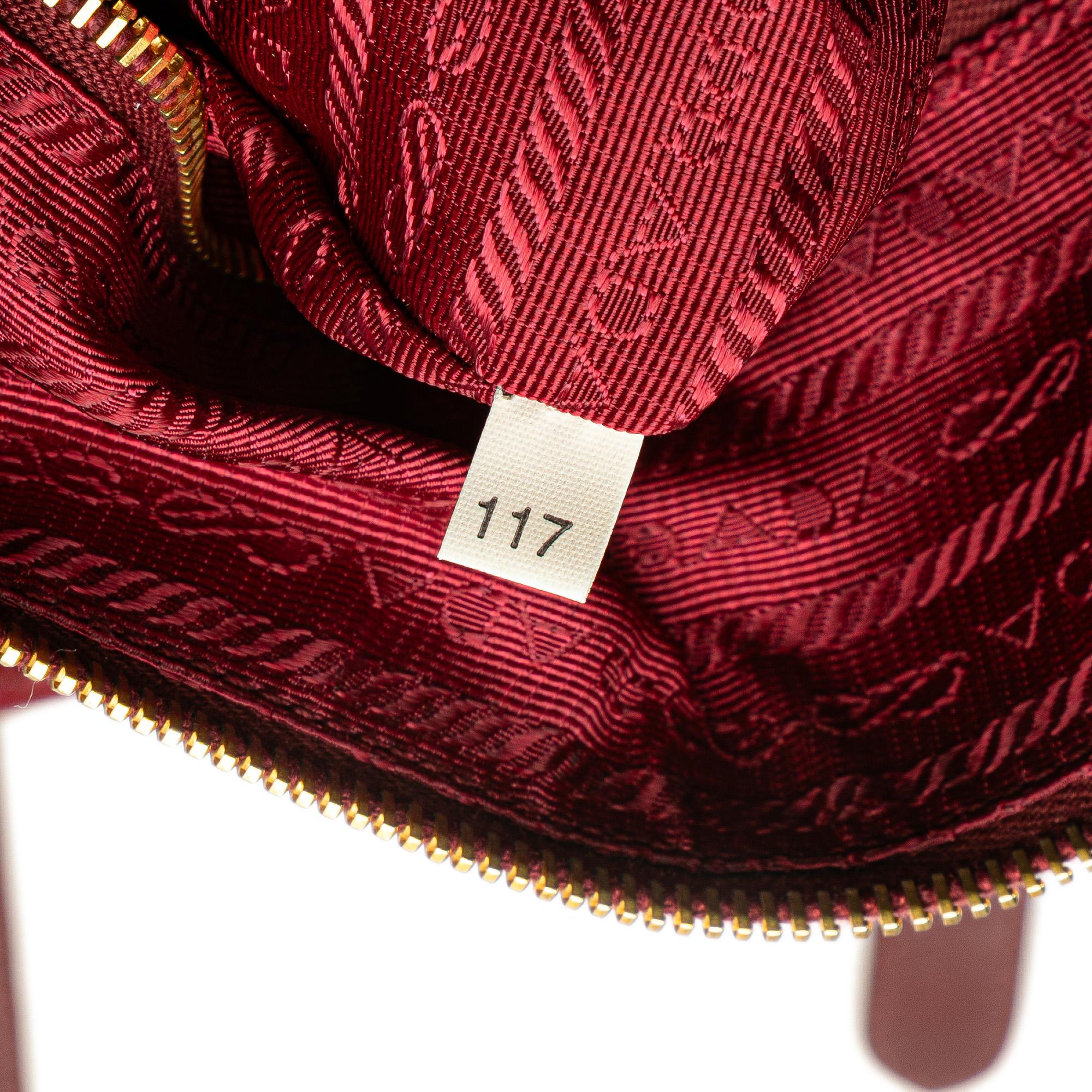 Prada Saffiano Trimmed Tessuto Zip Double Buckle Messenger Bag