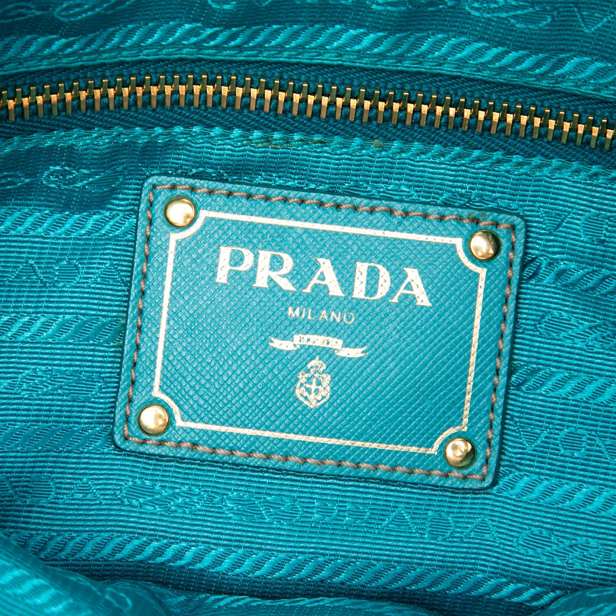 Prada Saffiano Trimmed Tessuto Zip Double Buckle Messenger Bag