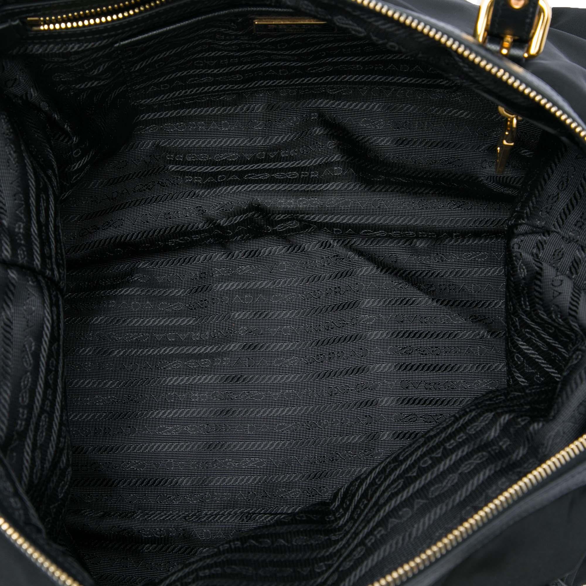 Prada Saffiano Trimmed Tessuto Zip Top Convertible Tote