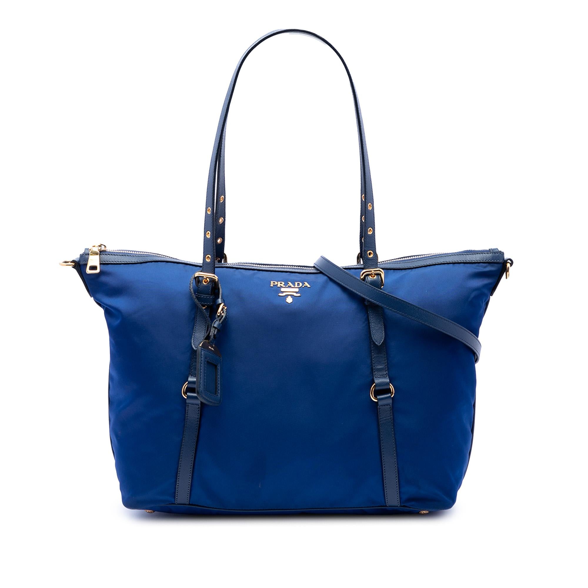 Prada Saffiano Trimmed Tessuto Zip Top Convertible Tote
