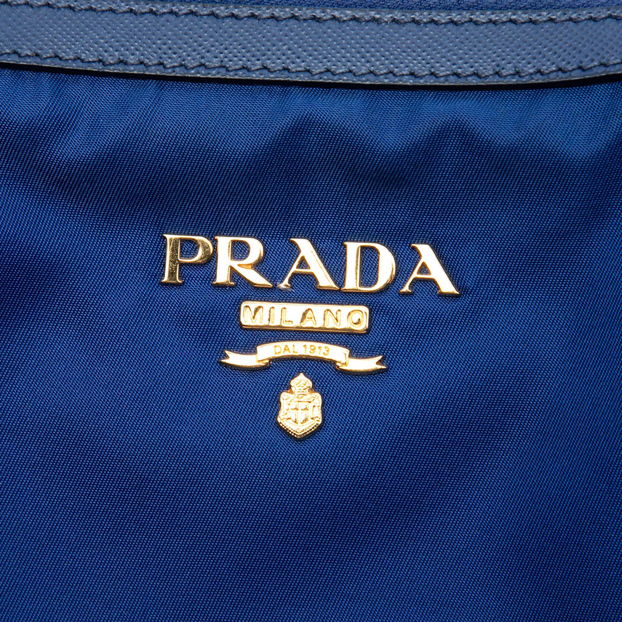 Prada Saffiano Trimmed Tessuto Zip Top Convertible Tote