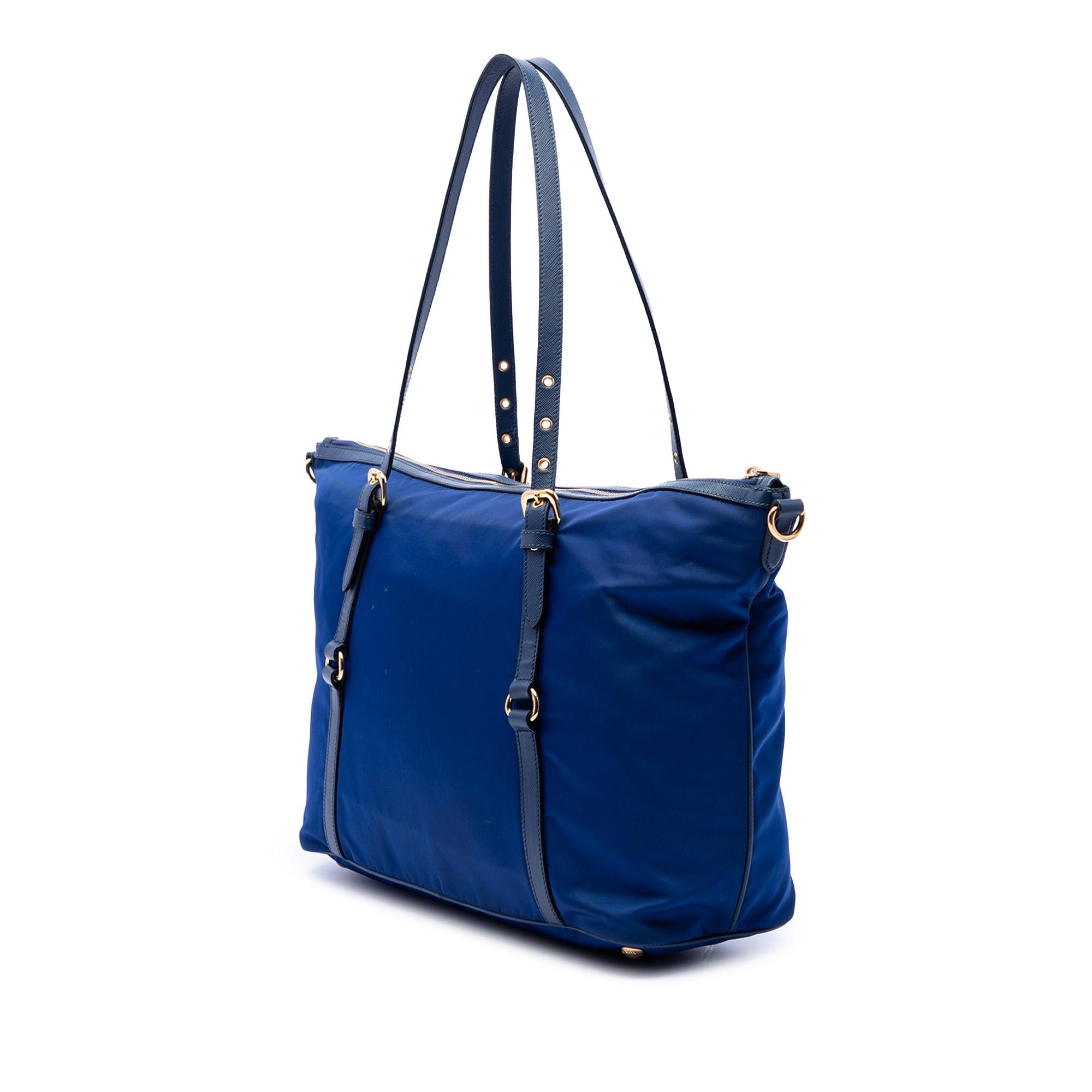 Prada Saffiano Trimmed Tessuto Zip Top Convertible Tote