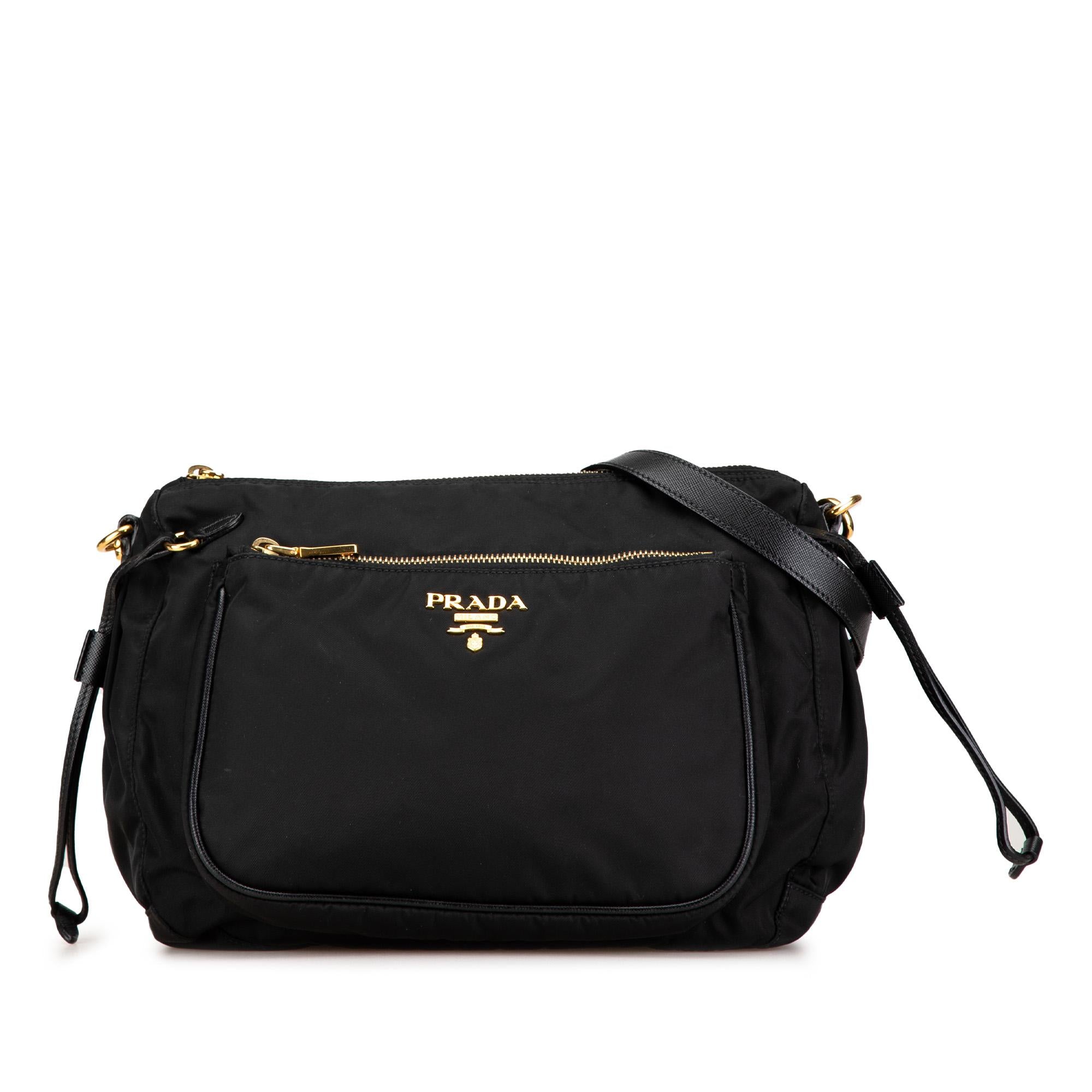 Prada Saffiano Trimmed Tessuto Zip Top Crossbody (SHG-4tbQPP)