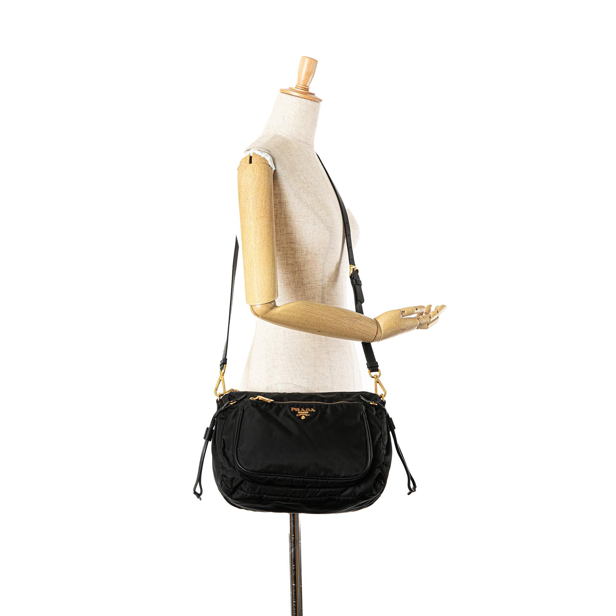 Prada Saffiano Trimmed Tessuto Zip Top Crossbody (SHG-4tbQPP)