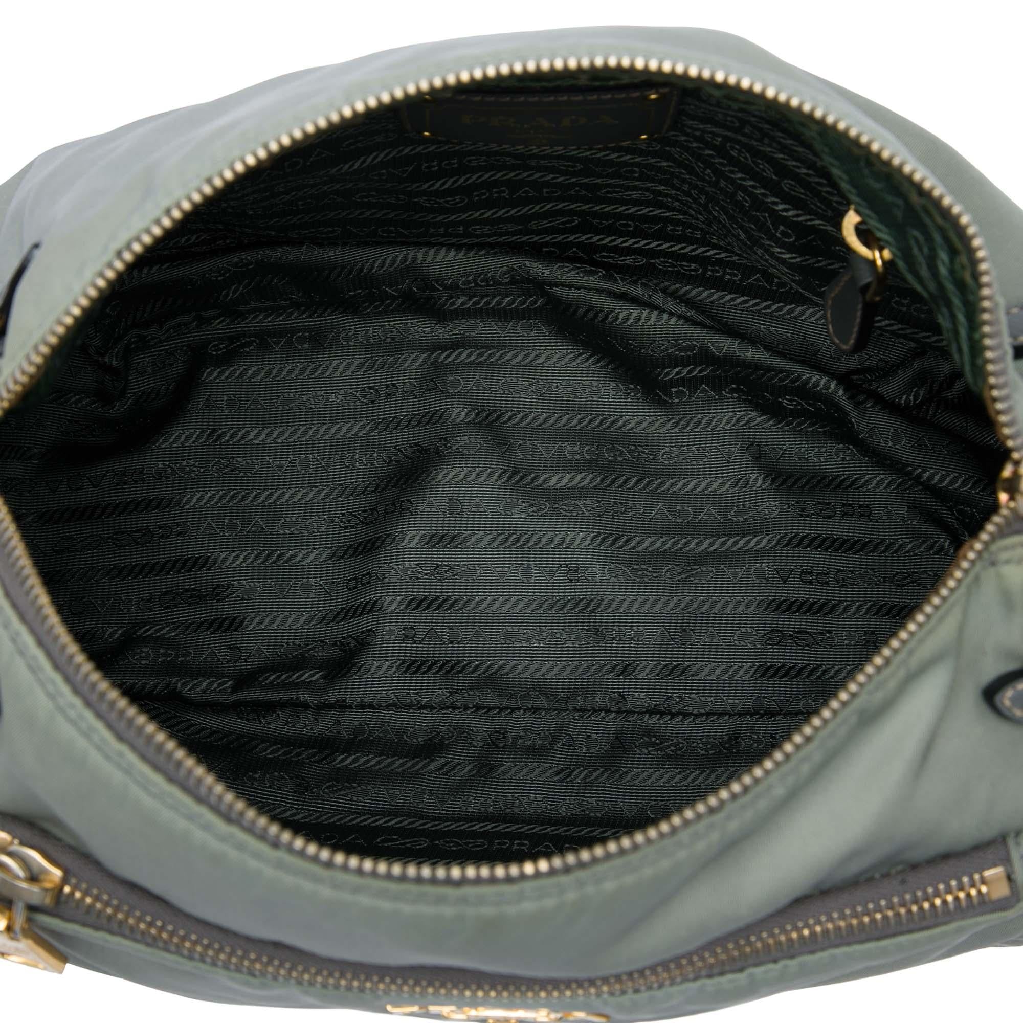 Prada Saffiano Trimmed Tessuto Zip Top Crossbody