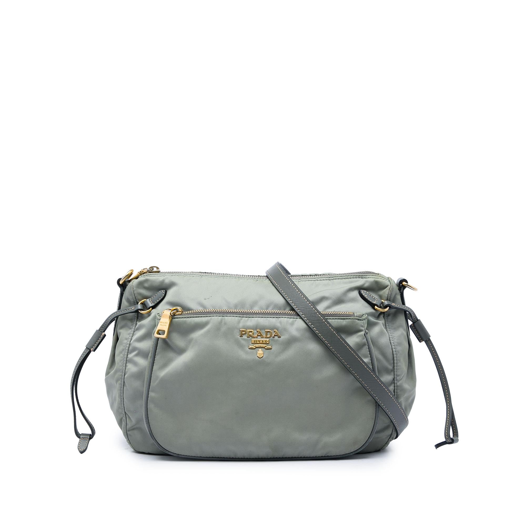 Prada Saffiano Trimmed Tessuto Zip Top Crossbody