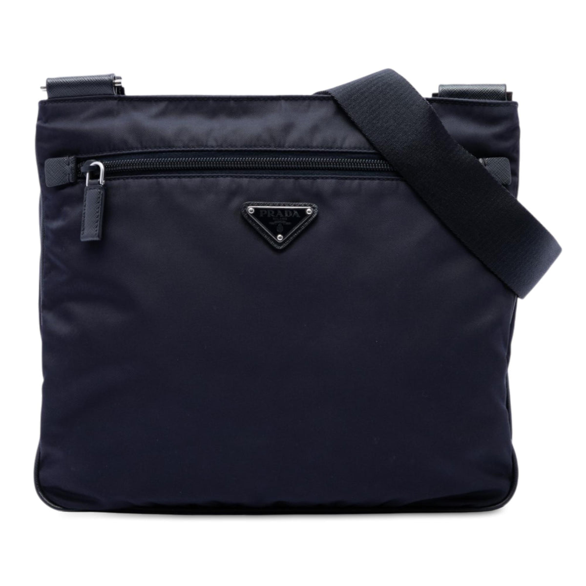 Prada Saffiano Trimmed Tessuto Zip Top Crossbody