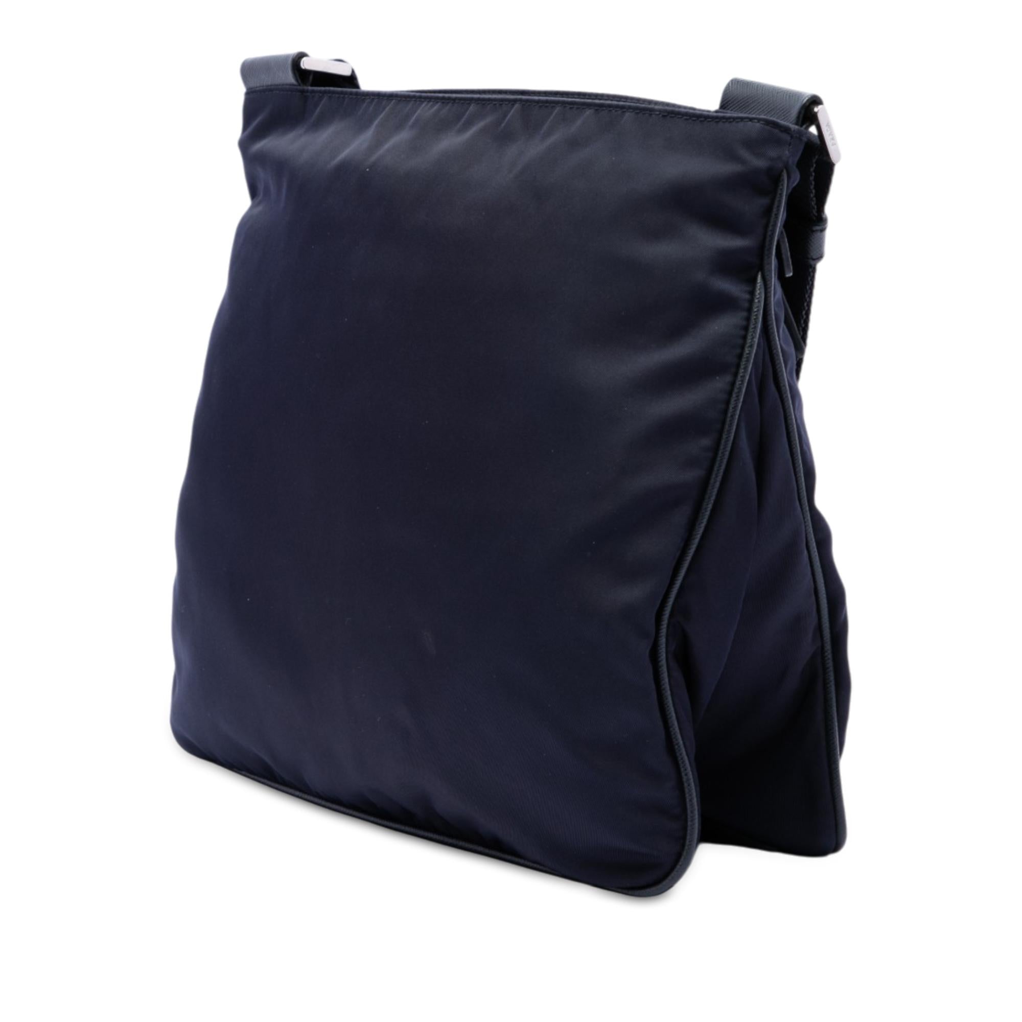 Prada Saffiano Trimmed Tessuto Zip Top Crossbody