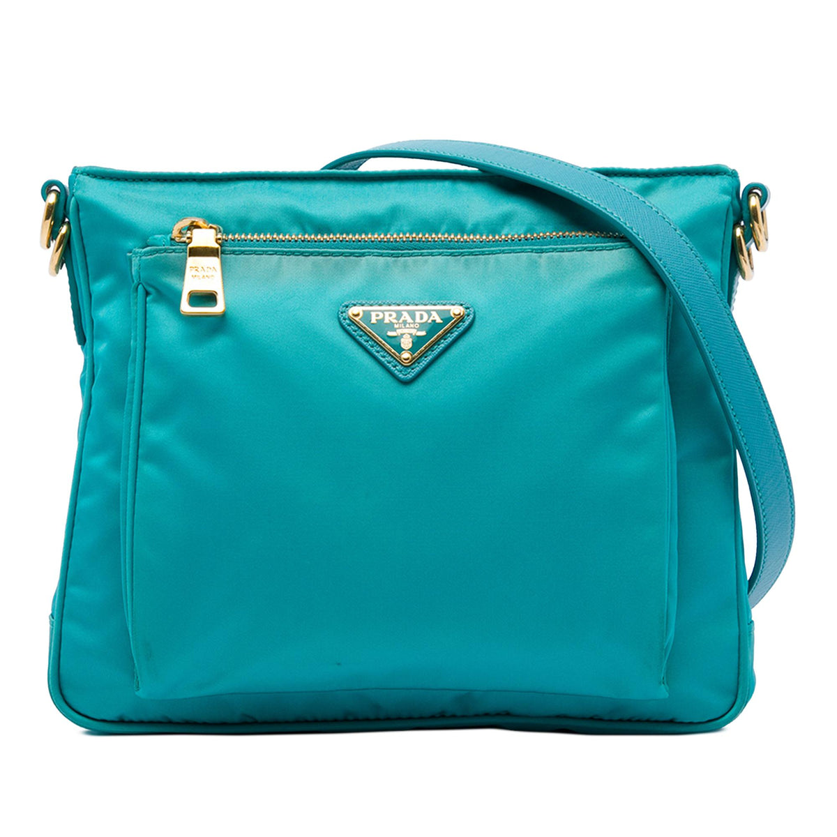 Prada Saffiano Trimmed Tessuto Zip Top Crossbody