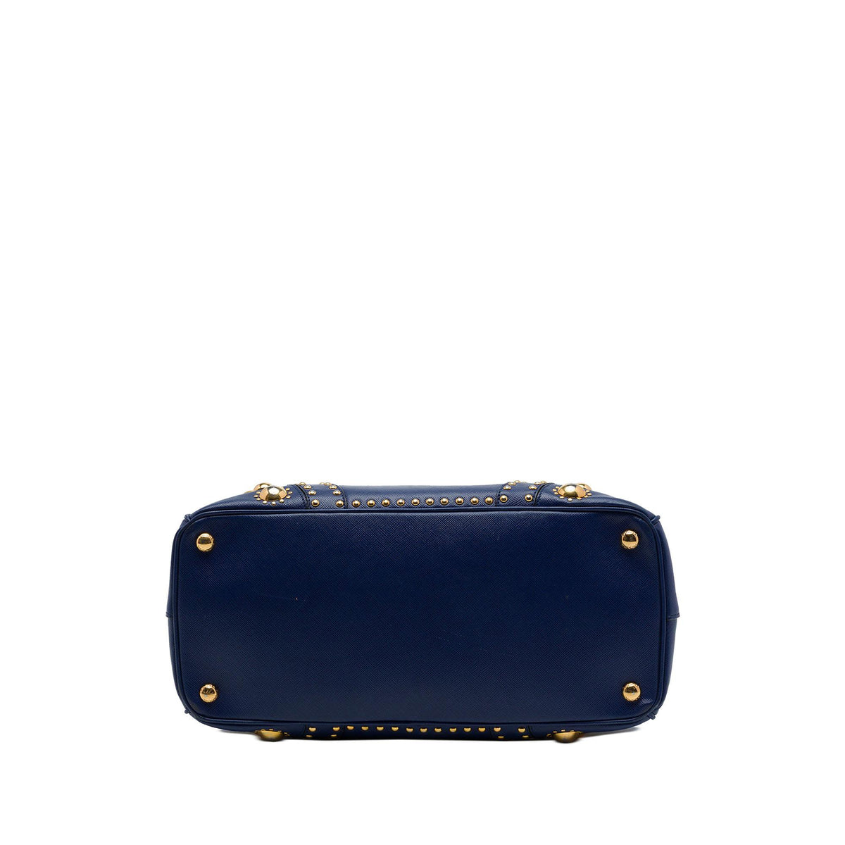 Prada Saffiano Turnlock Double Zip Studded Tote